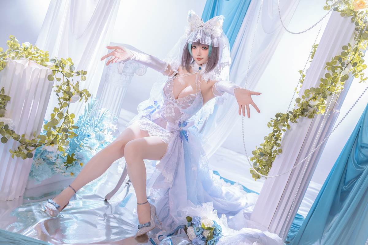 星之迟迟Hoshilily – 碧蓝航线 柴郡：白蓝礼装与猫耳元素交织 甜美冷艳并存的角色还原 44P