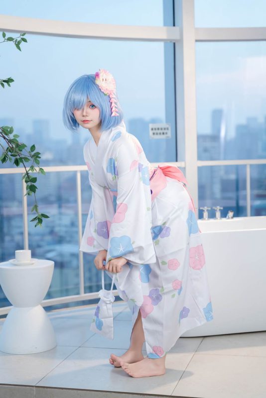 小羊不吃草 – Re_从零开始的异世界生活 雷姆和服：蓝发和服浴室大尺度 48P-御萝部落