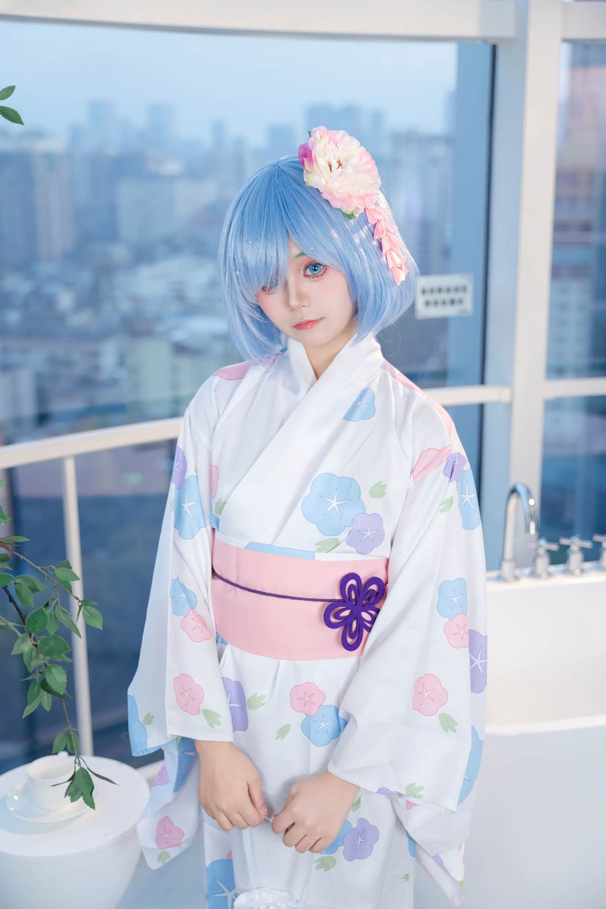 小羊不吃草 – Re_从零开始的异世界生活 雷姆和服：蓝发和服浴室大尺度 48P