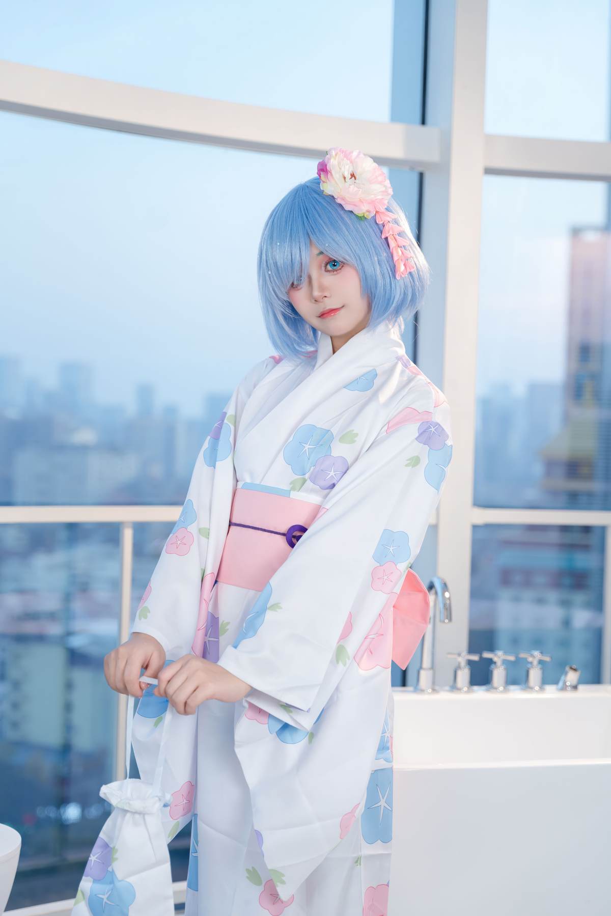 小羊不吃草 – Re_从零开始的异世界生活 雷姆和服：蓝发和服浴室大尺度 48P