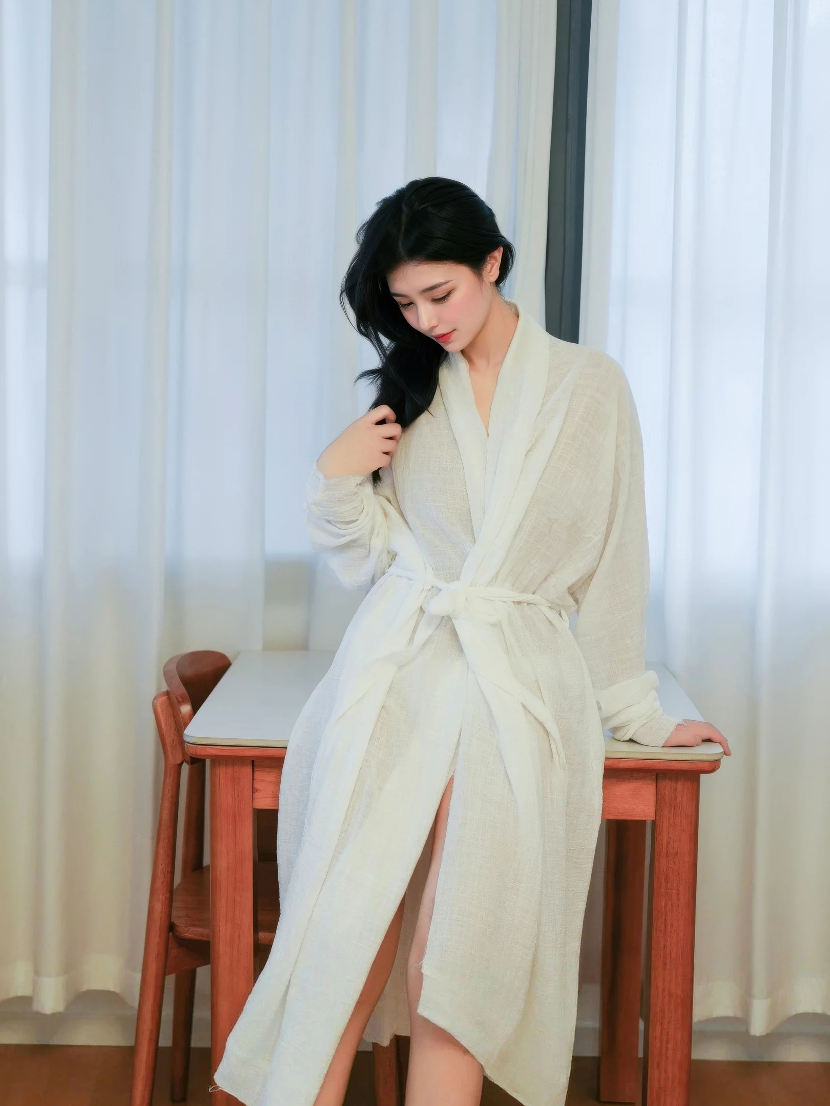 林悦溪儿 白色浴袍