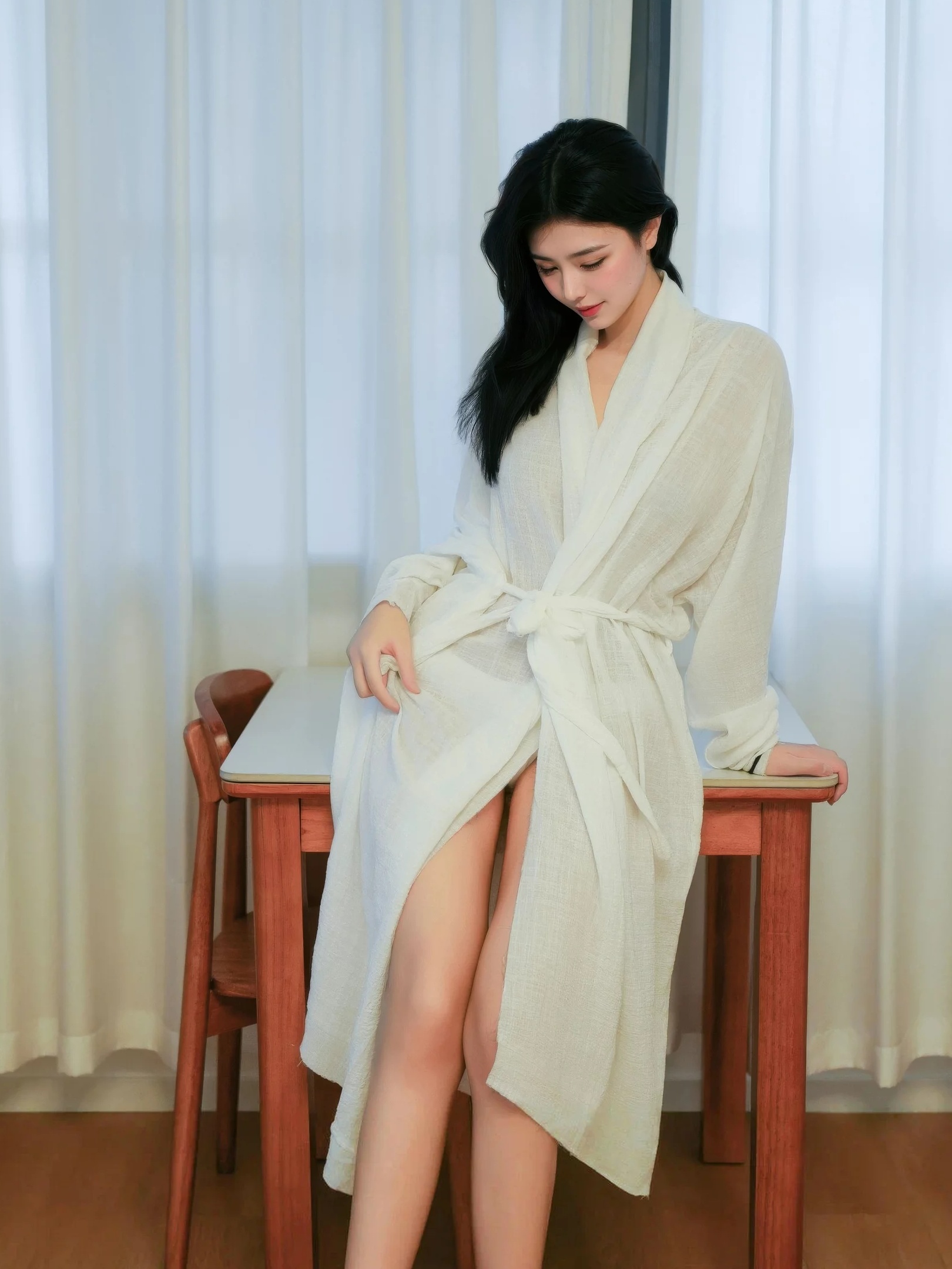 林悦溪儿 白色浴袍