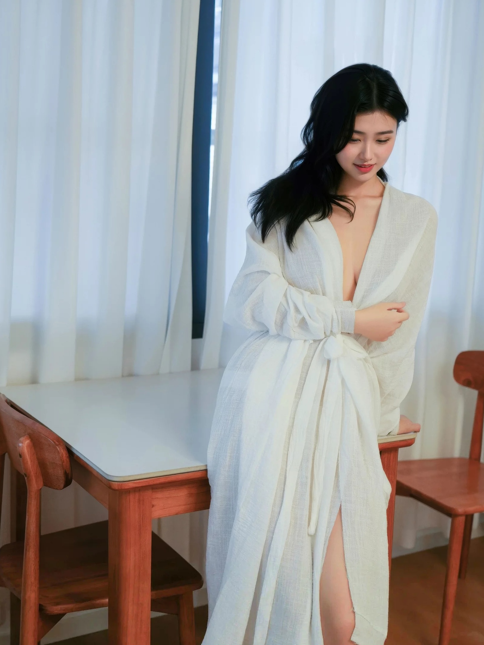 林悦溪儿 白色浴袍