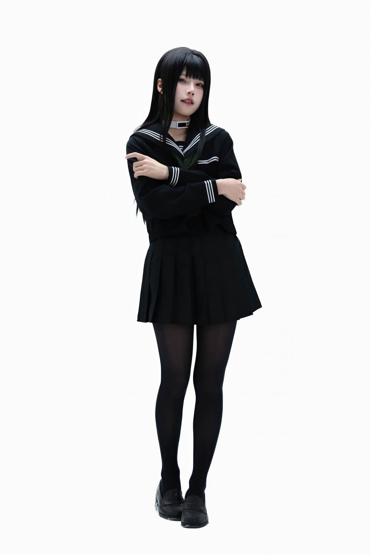 清水凪 – 白夜凛音：白发制服角色写真 72P