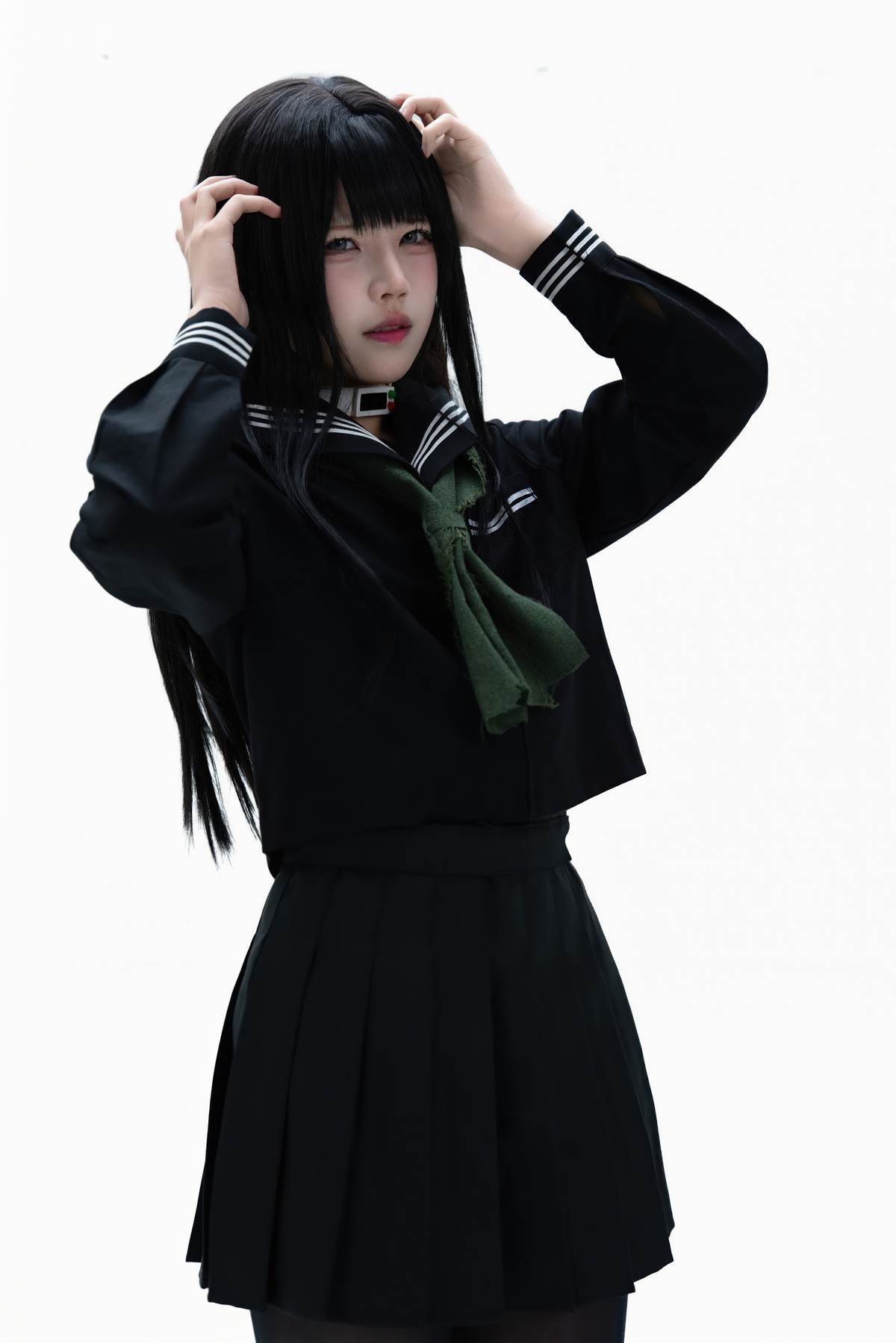 清水凪 – 白夜凛音：白发制服角色写真 72P