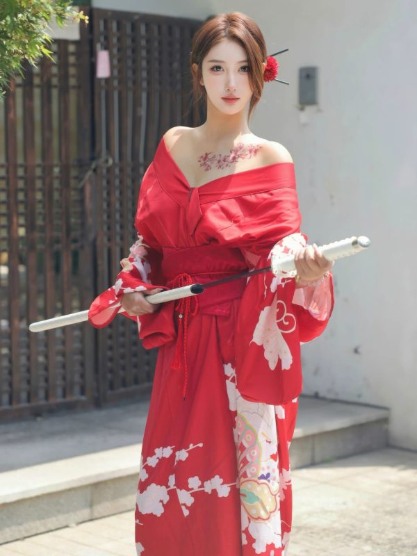 金允希Yuki 红色和服-御萝部落