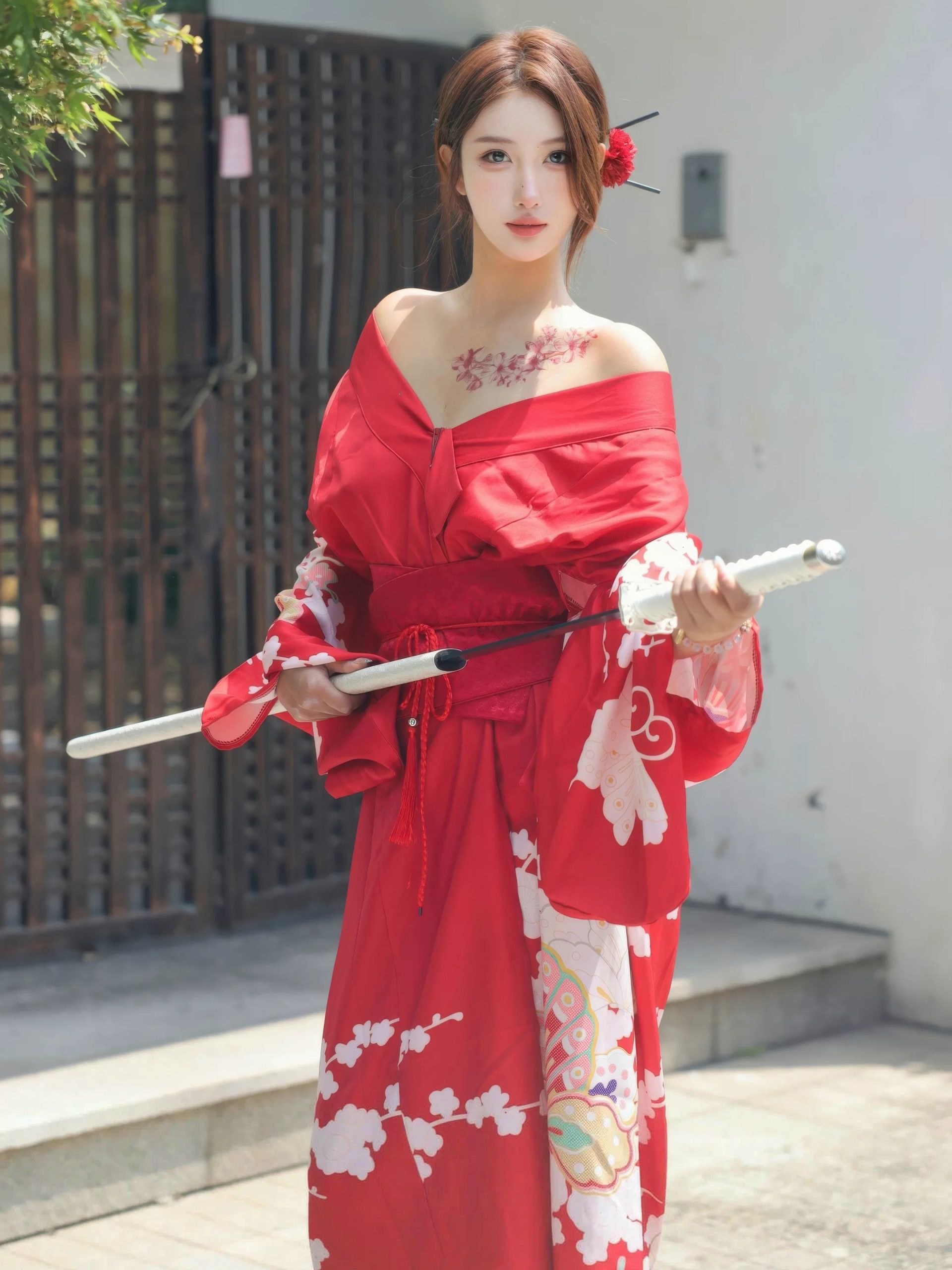 金允希Yuki 红色和服