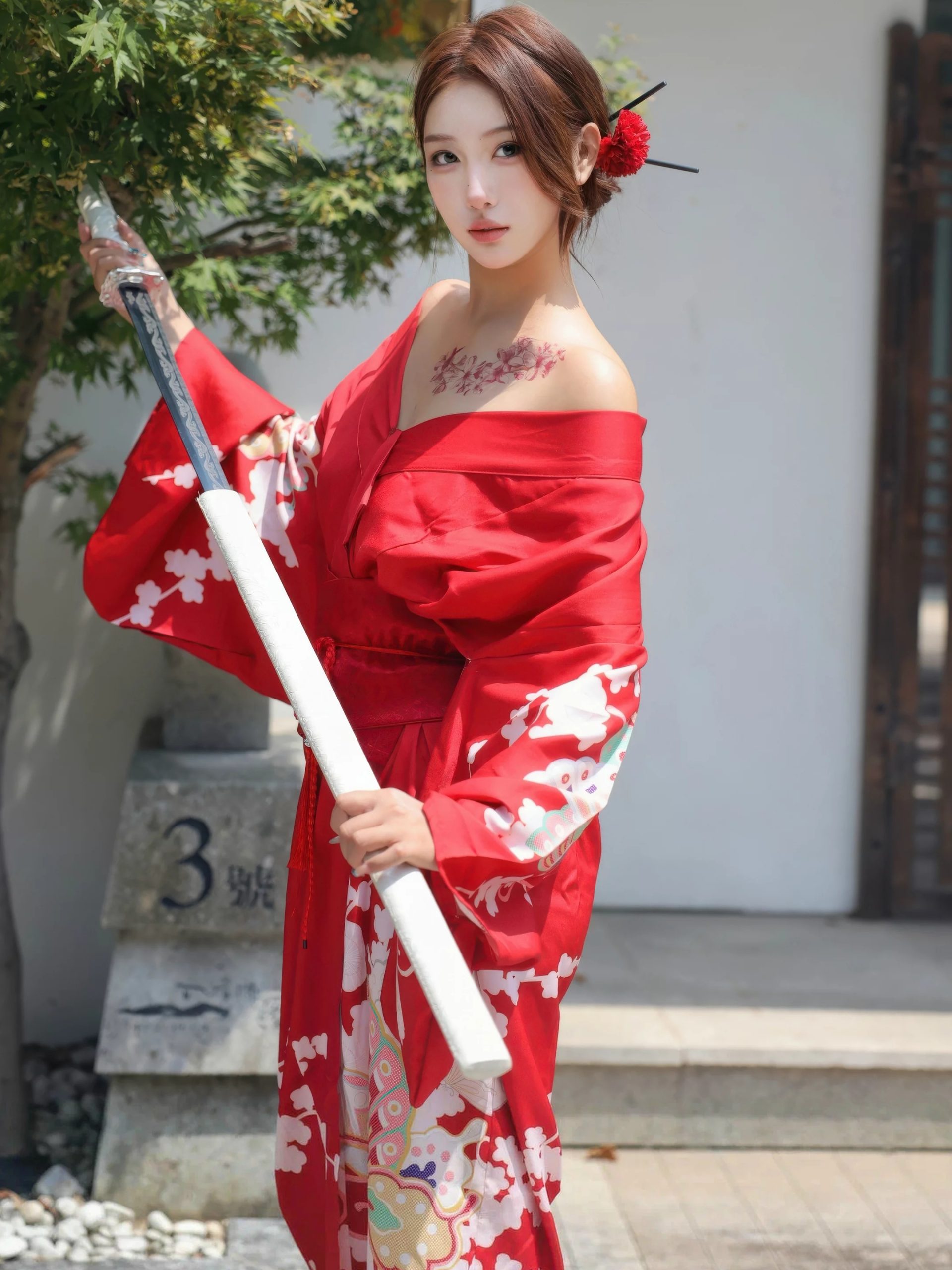 金允希Yuki 红色和服