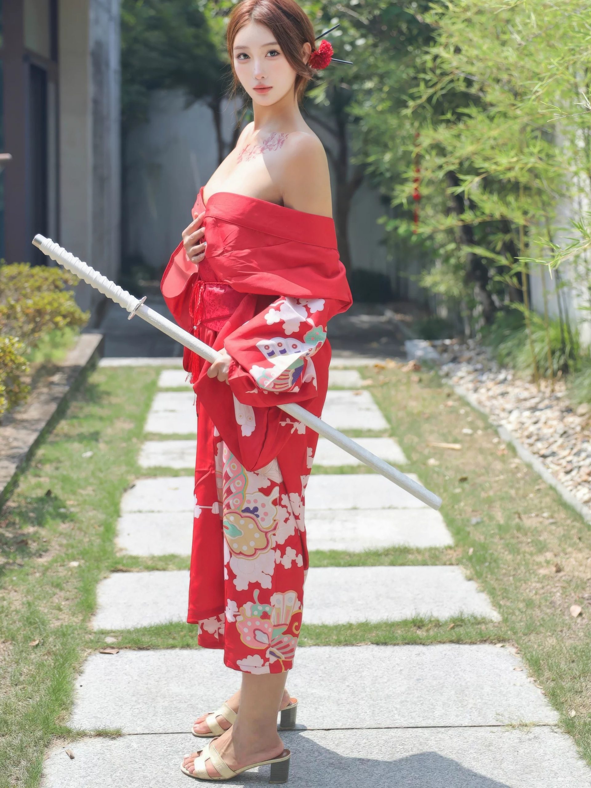 金允希Yuki 红色和服