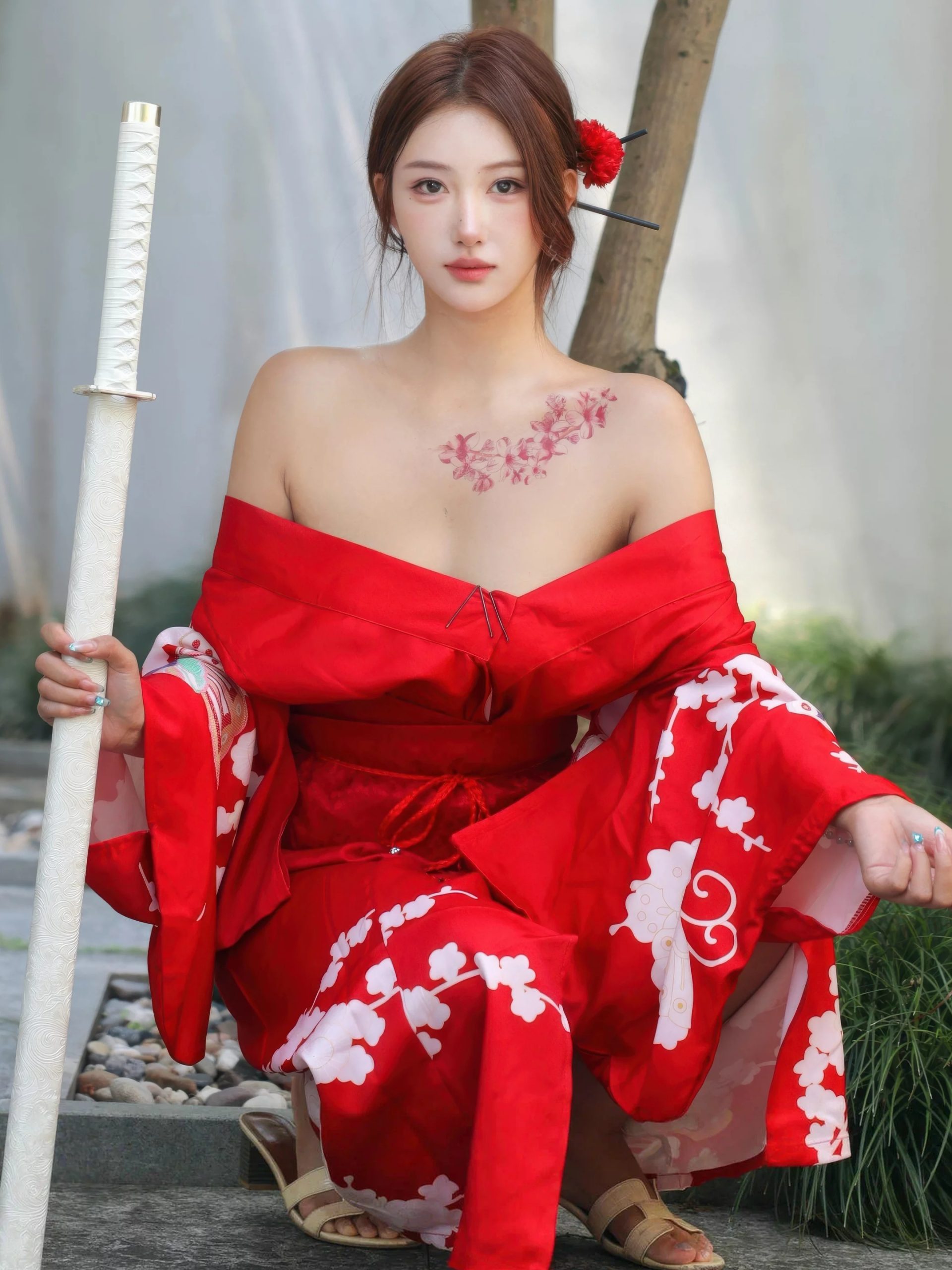 金允希Yuki 红色和服