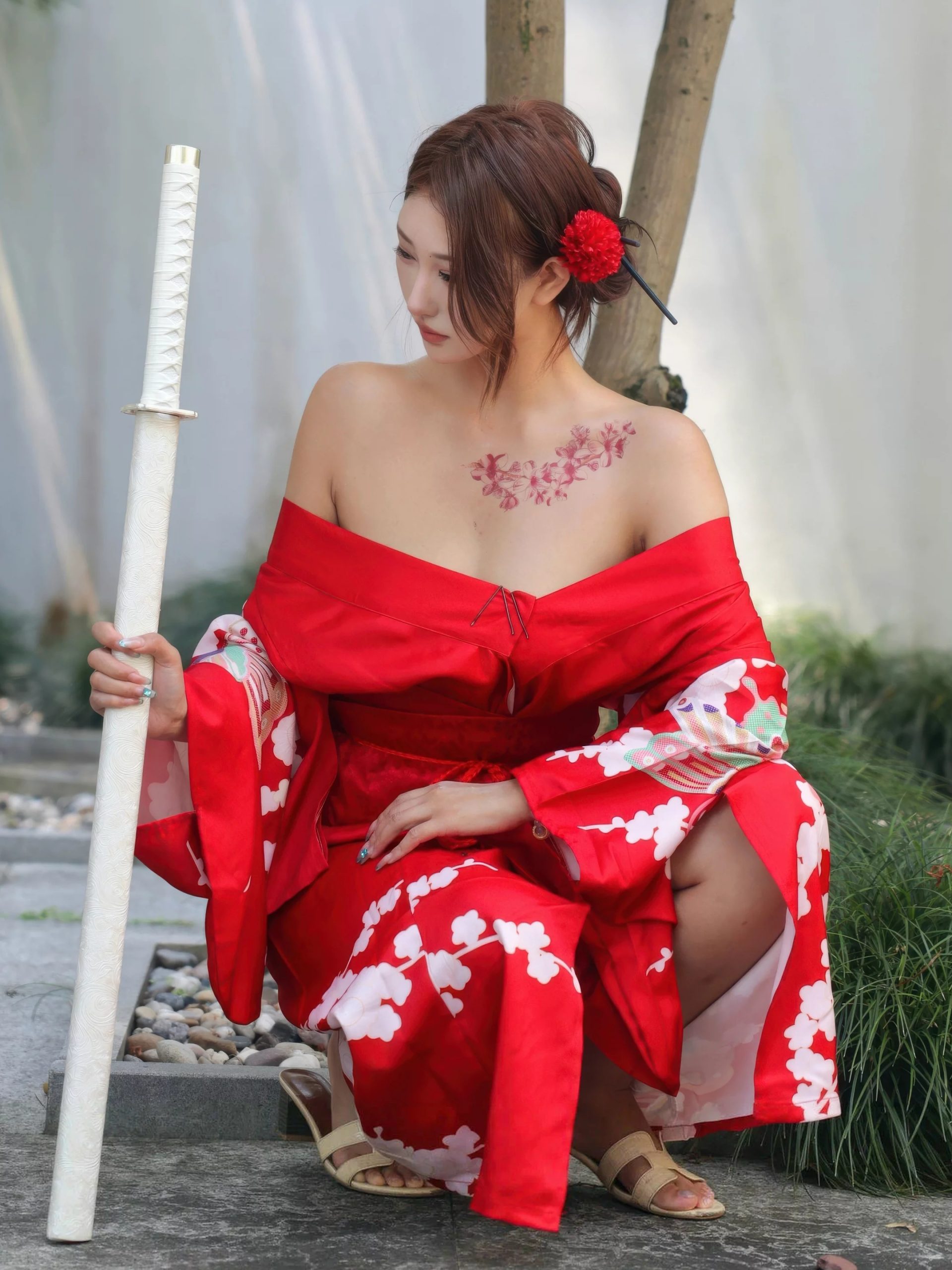 金允希Yuki 红色和服