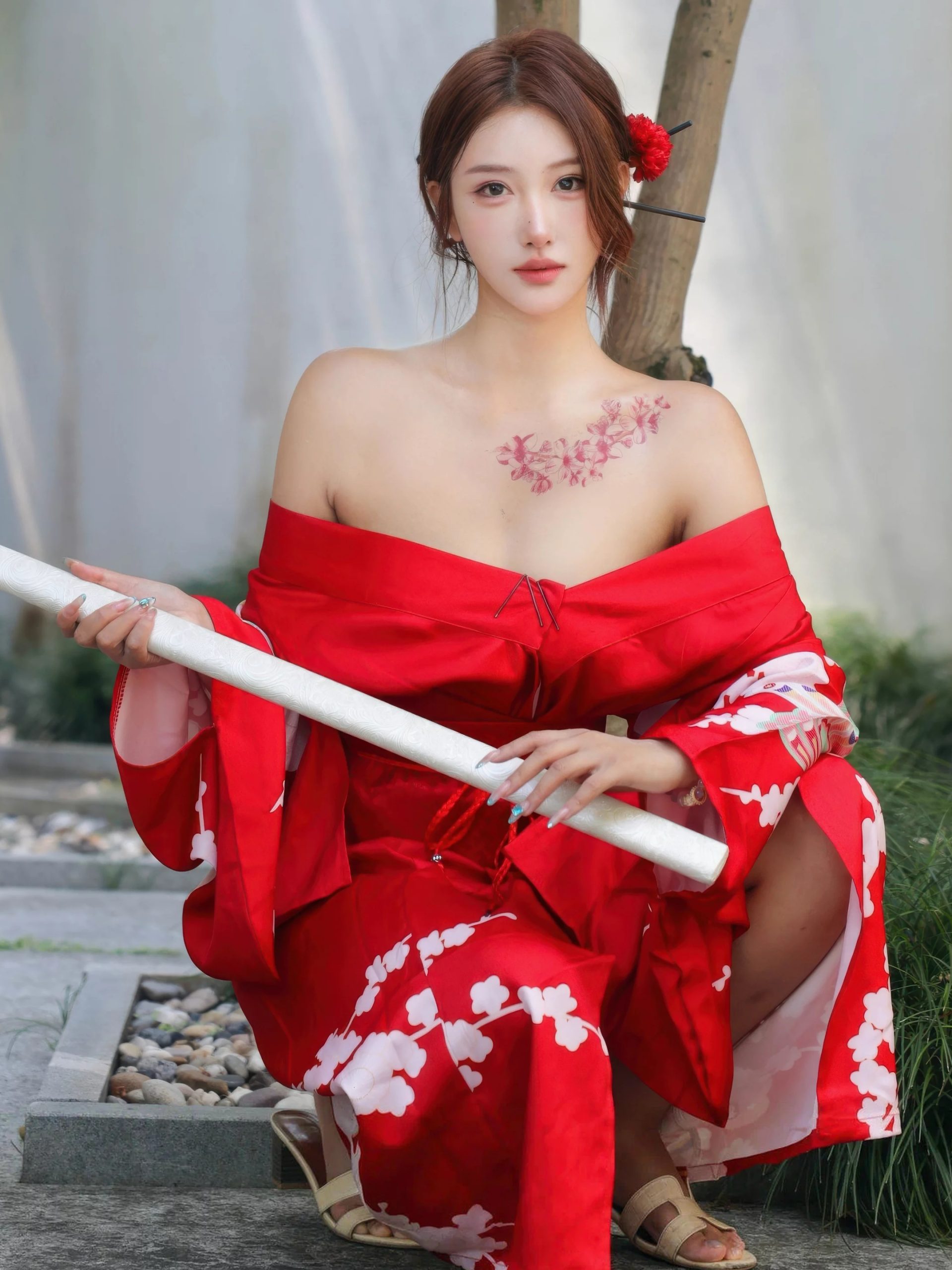 金允希Yuki 红色和服