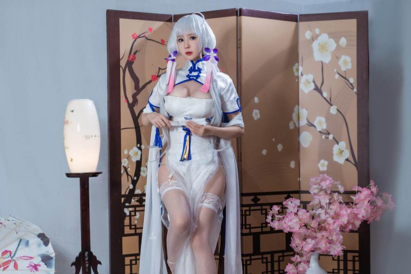 西园寺南歌 – 碧蓝航线「光辉」旗袍造型：东方旗袍与舰娘角色融合 展现优雅与性感并存的视觉魅力 24P-御萝部落