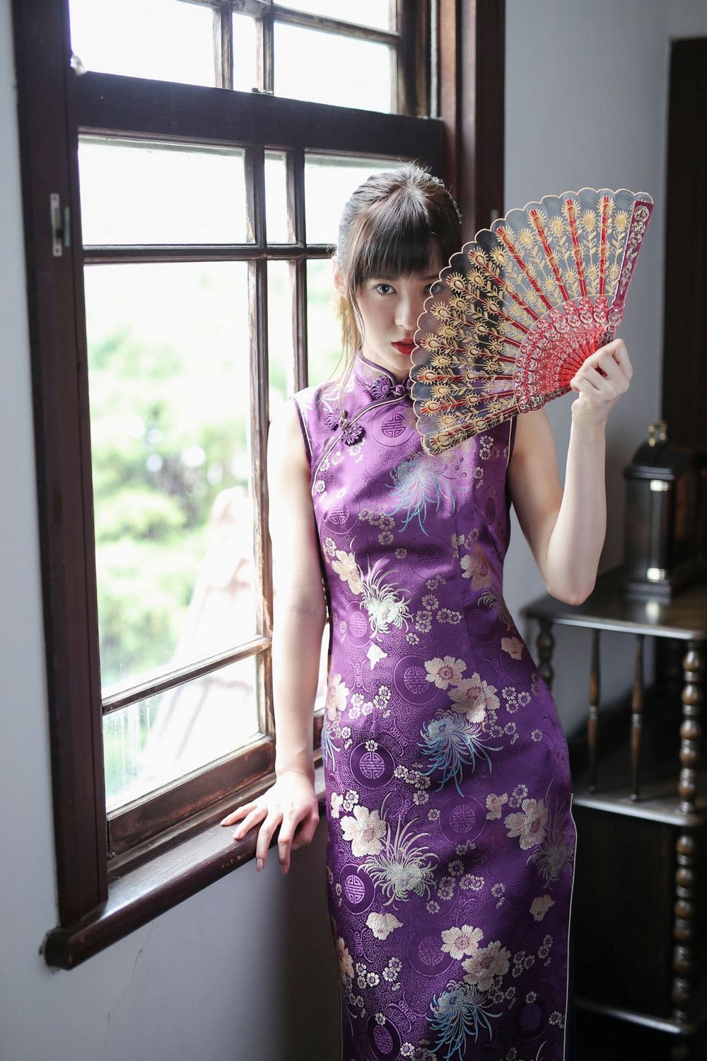 日本美女生田衣梨奈高开叉旗袍+海边比基尼系列性感写真-御萝部落