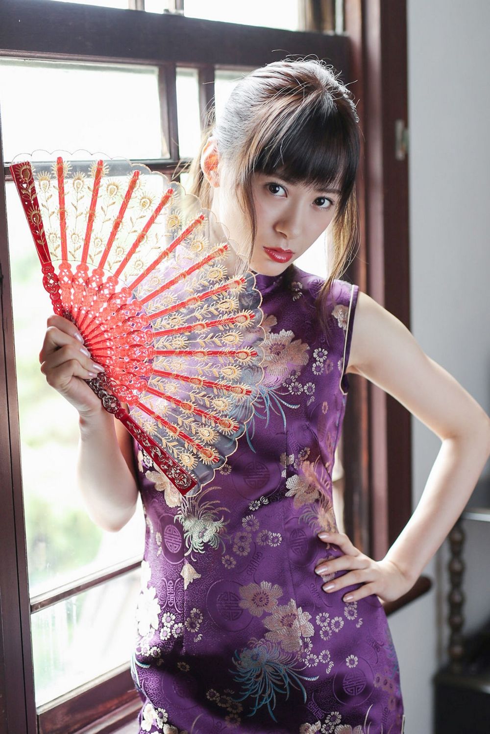 日本美女生田衣梨奈高开叉旗袍+海边比基尼系列性感写真-御萝部落