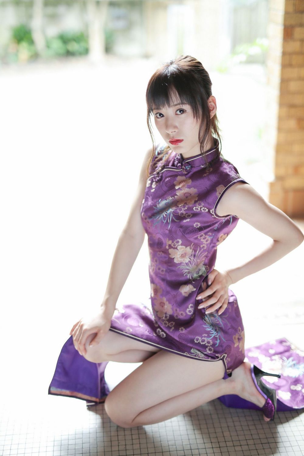 日本美女生田衣梨奈高开叉旗袍+海边比基尼系列性感写真-御萝部落