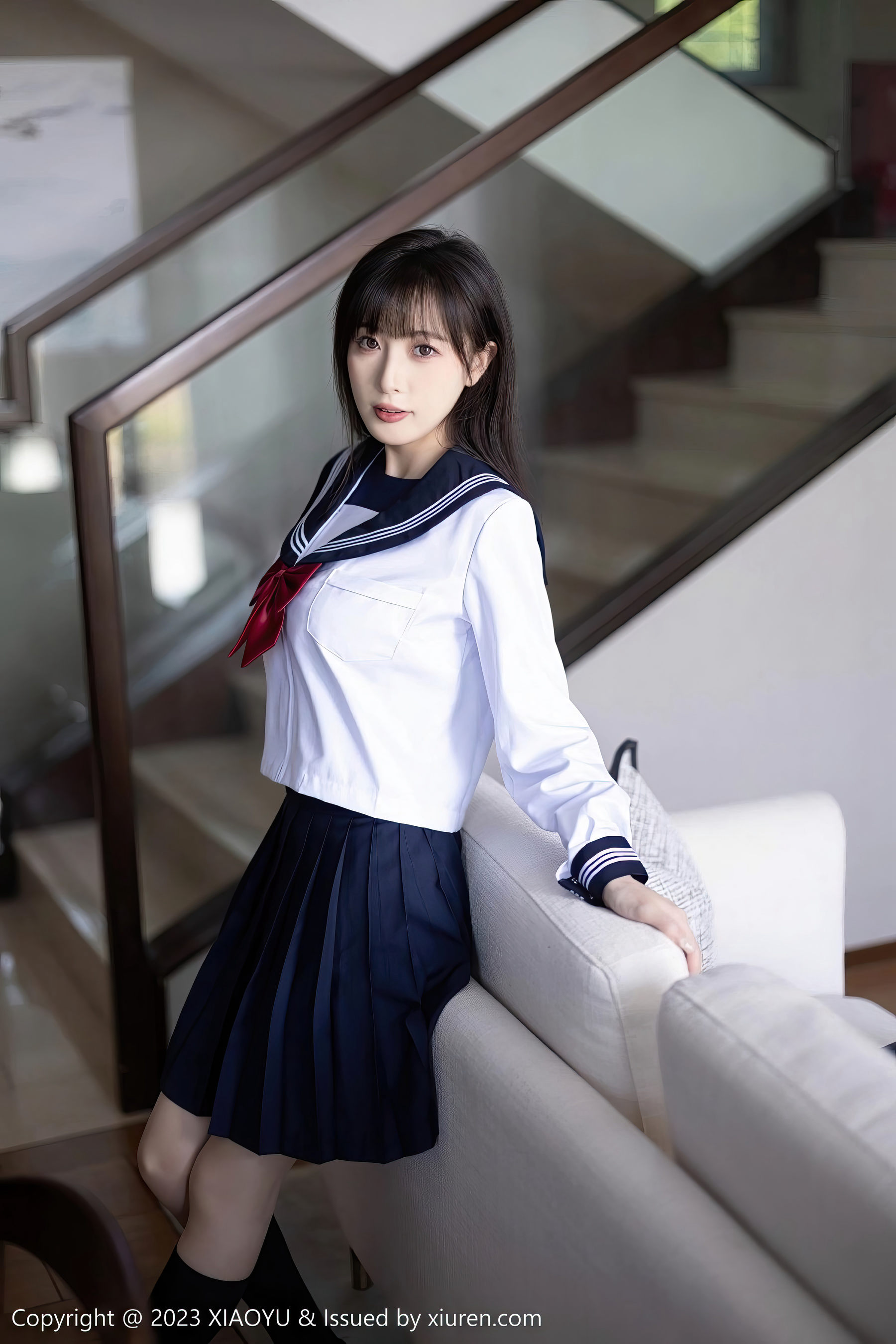 [XIAOYU语画界] Vol.1045 模特林星阑 – 学妹制服+黑色长筒袜贵州旅拍