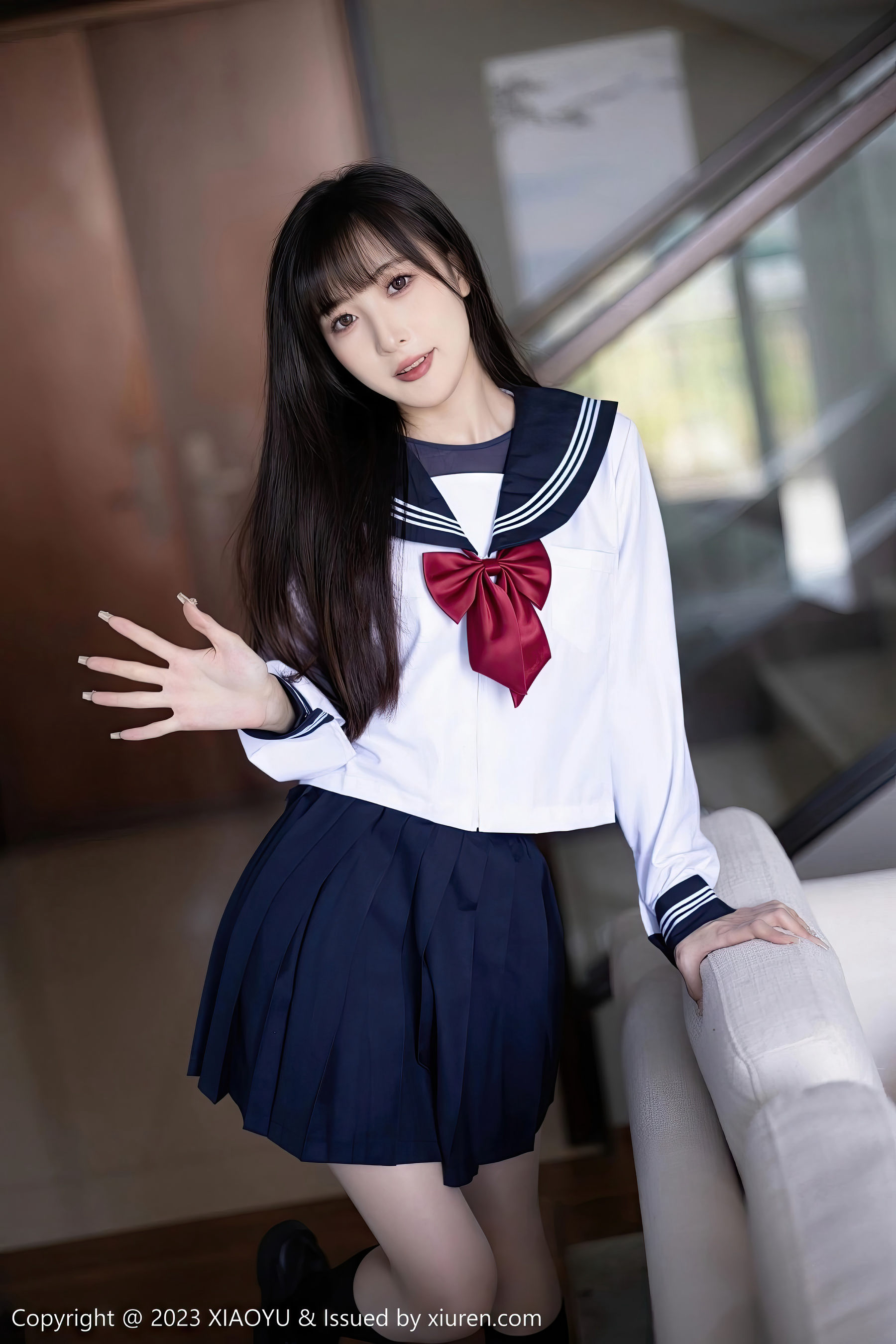 [XIAOYU语画界] Vol.1045 模特林星阑 – 学妹制服+黑色长筒袜贵州旅拍