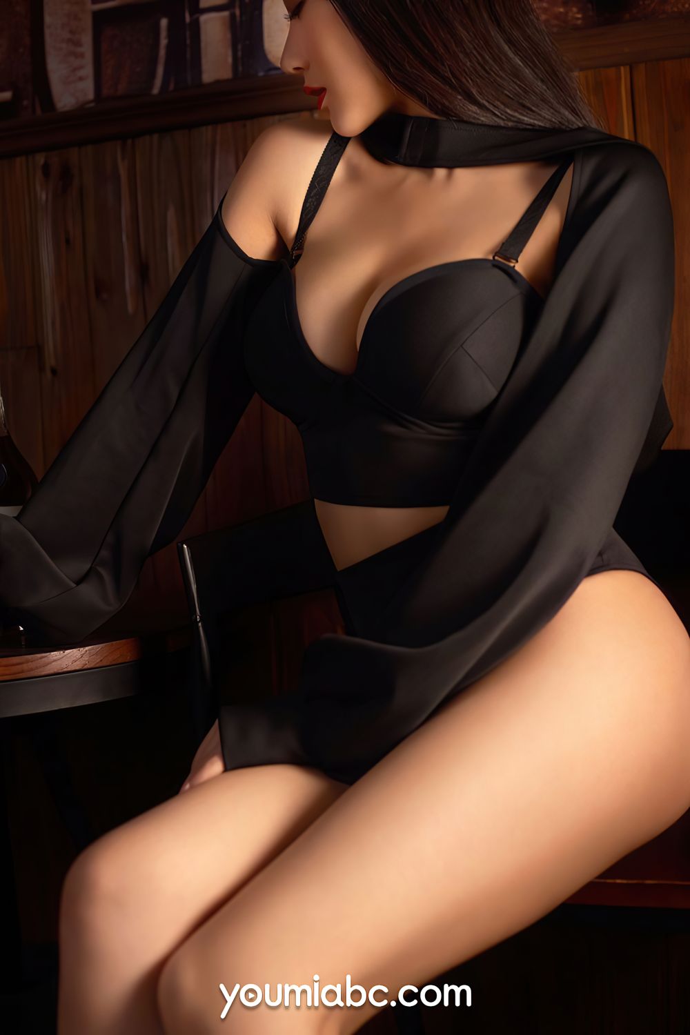 YOUMI尤美美女模特何嘉颖修长美腿黑色服饰系列性感写真-御萝部落