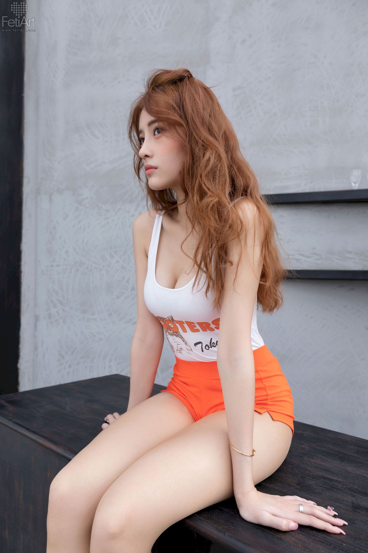尚物集FetiArt模特Cherry夏季清凉服饰橘色短裤阳光写真-御萝部落