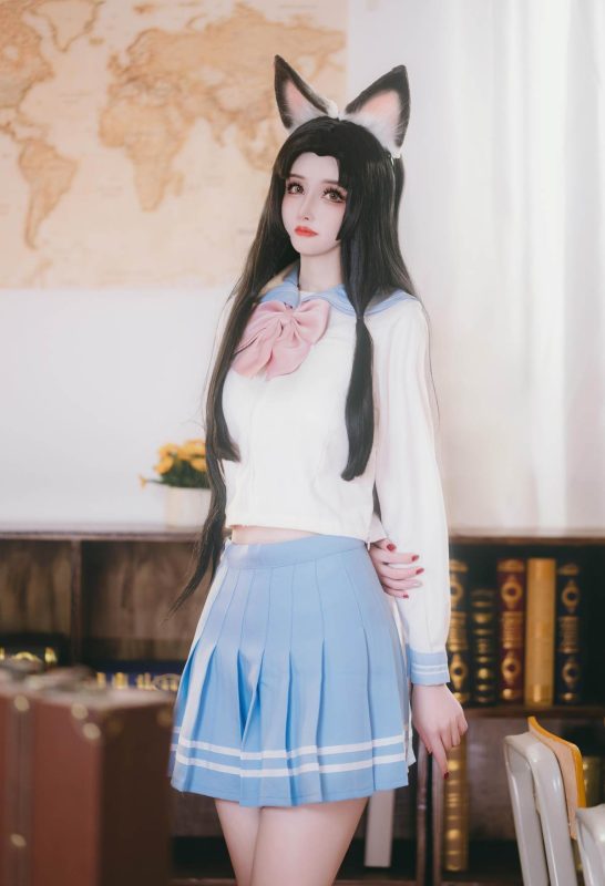 鹿八岁 – 原神 胡桃：教室主题角色写真 66P1V-御萝部落