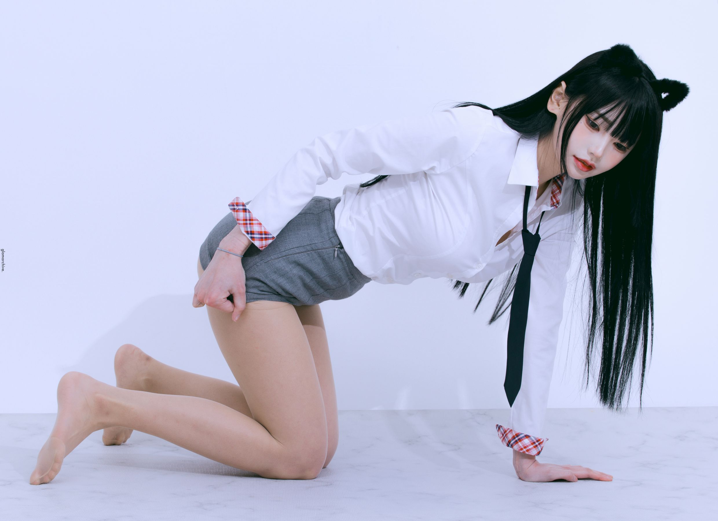 GlamARchive模特Yume肉色丝袜猫女郎装扮性感写真 – 美女 –