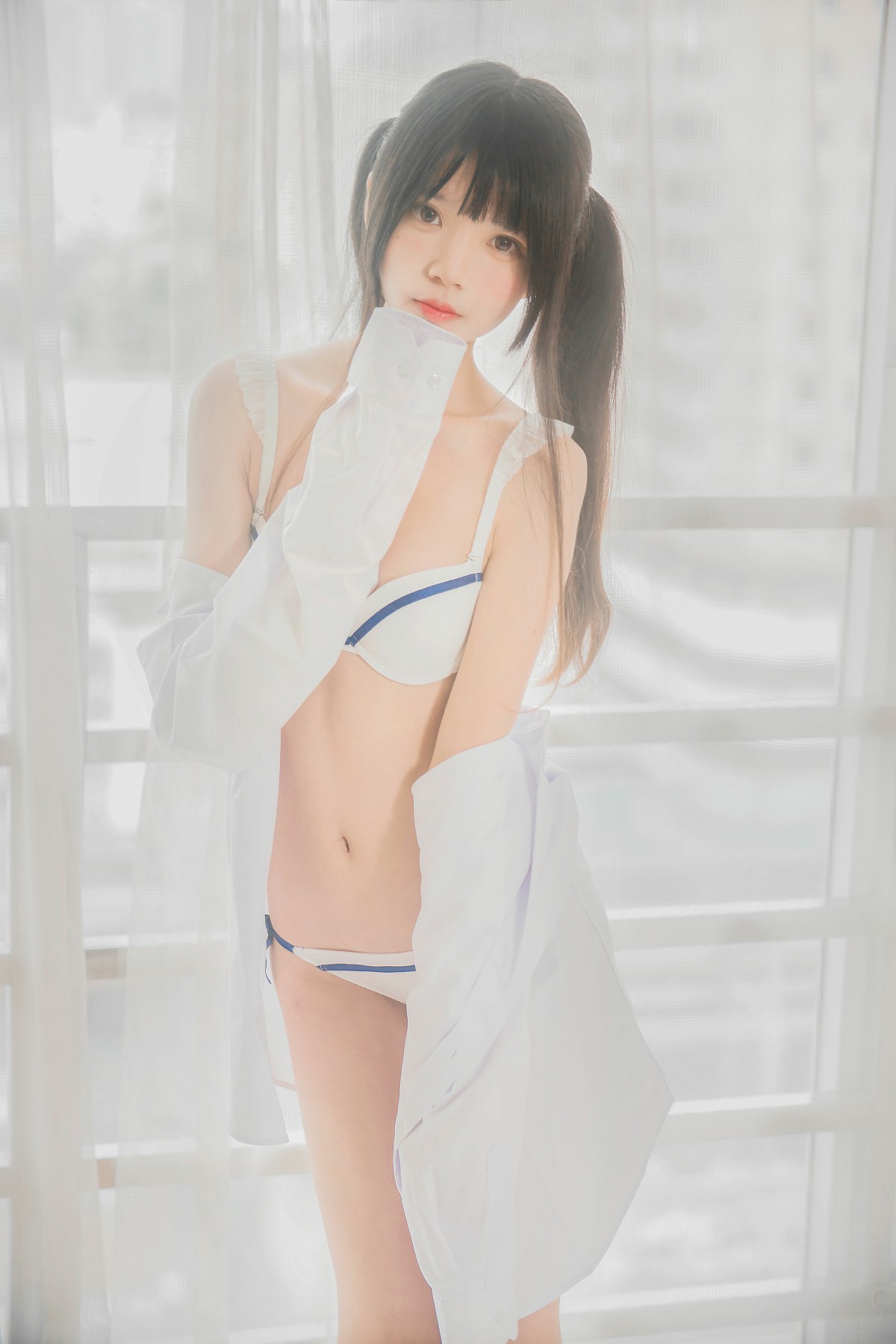 [桜桃喵]桜桃未熟-白衬衫双马尾 – COSPLAY