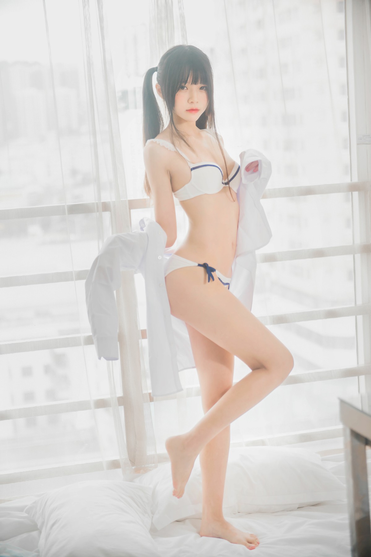 [桜桃喵]桜桃未熟-白衬衫双马尾 – COSPLAY