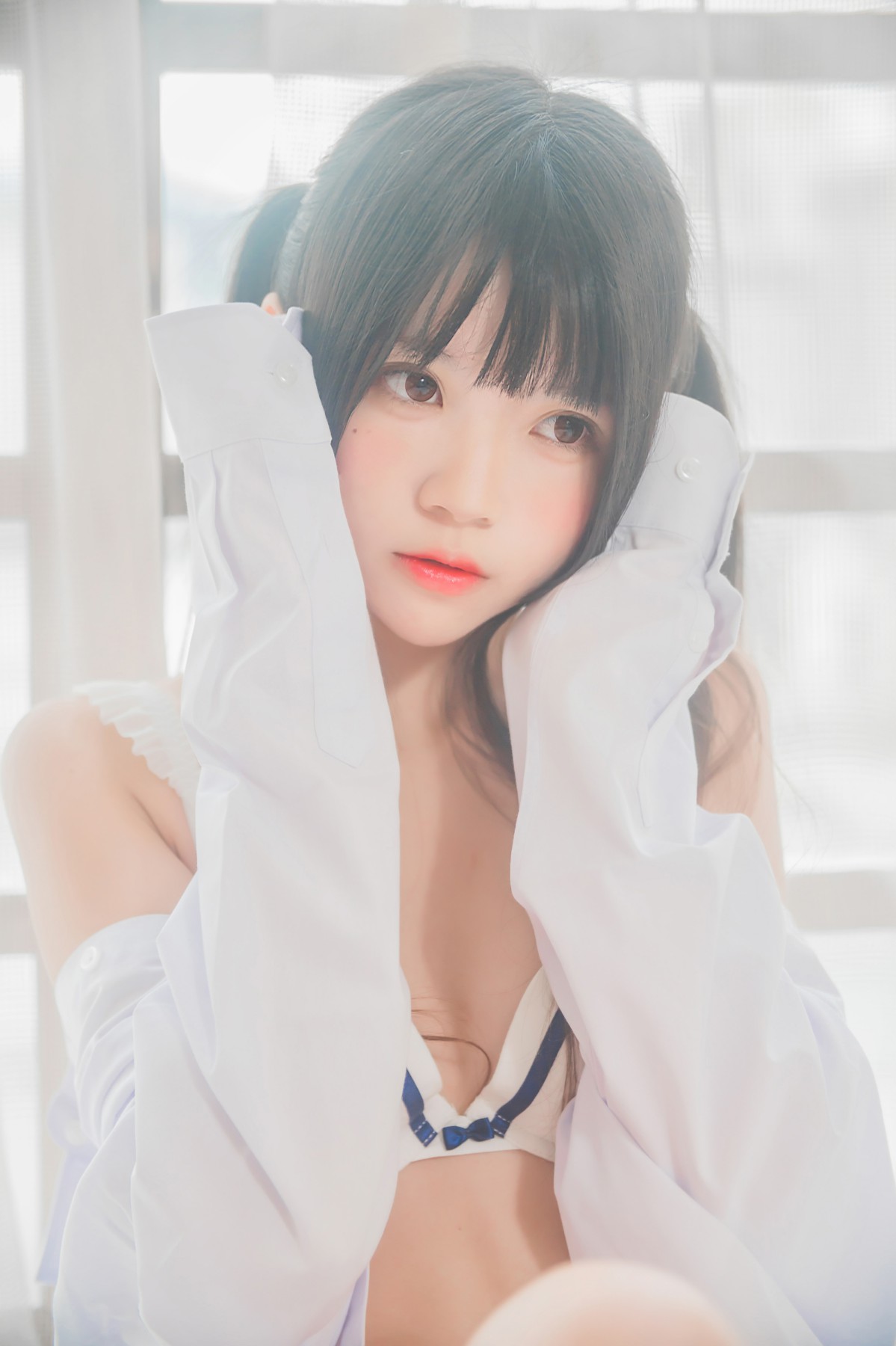 [桜桃喵]桜桃未熟-白衬衫双马尾 – COSPLAY