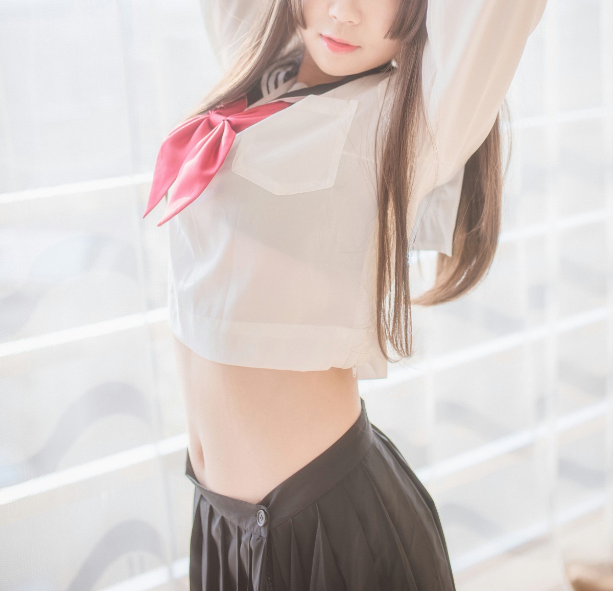 白金Saki写真 – 半透明水手服 – COSPLAY