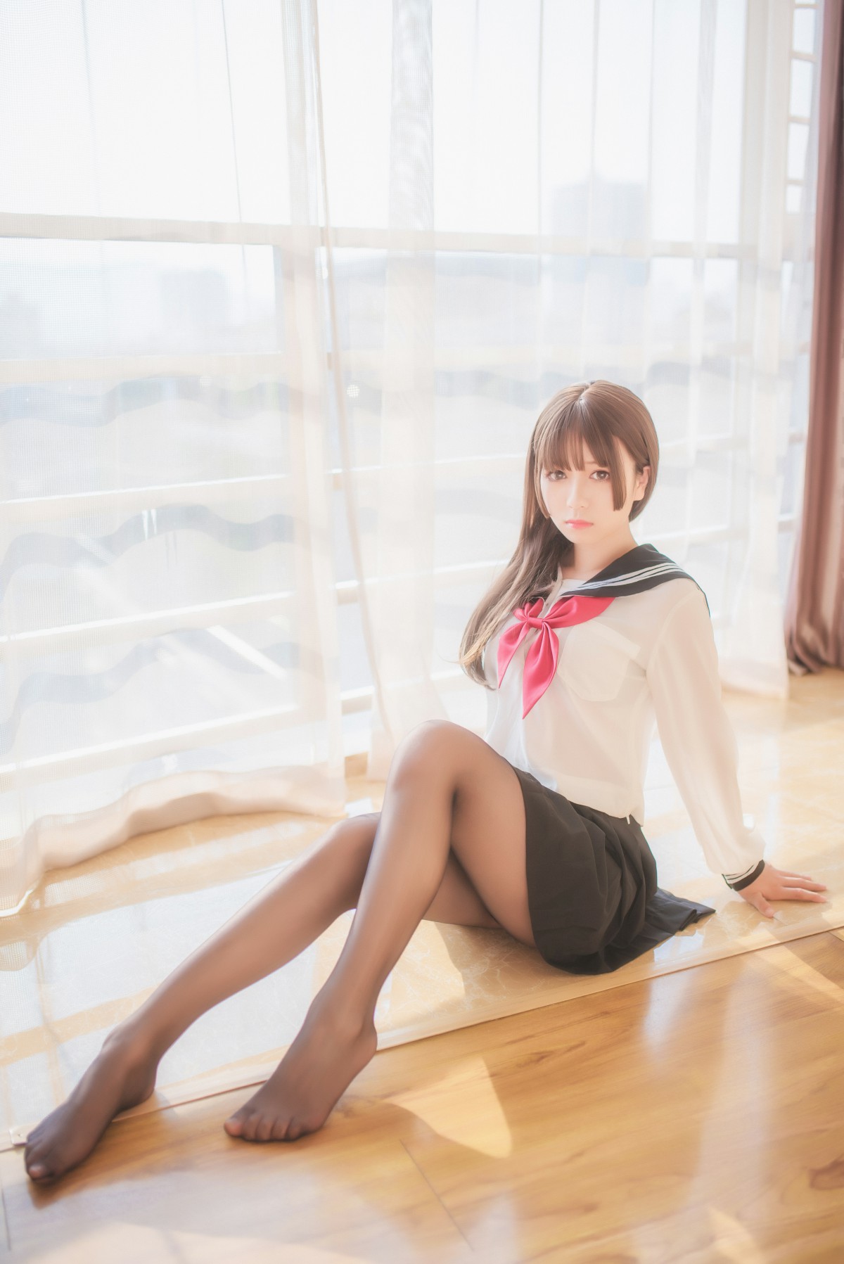 白金Saki写真 – 半透明水手服 – COSPLAY