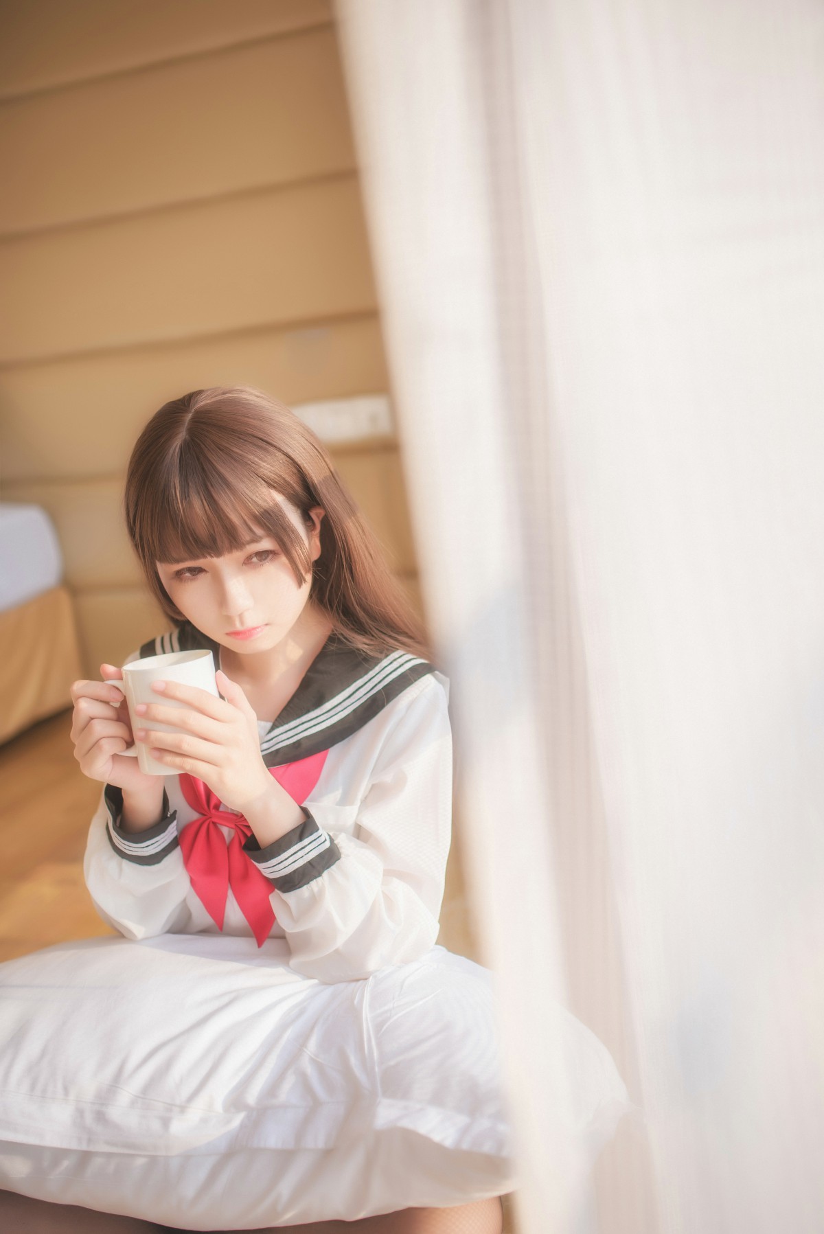 白金Saki写真 – 半透明水手服 – COSPLAY