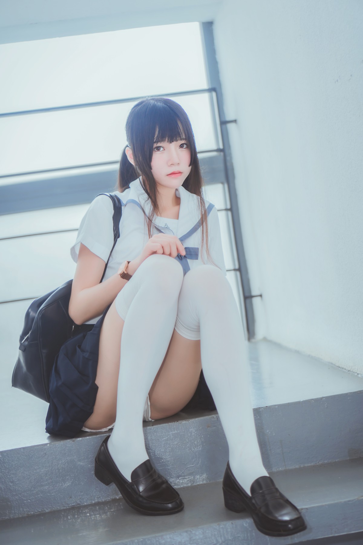 萝莉风COS 桜桃喵 – 蓝白水手服 – COSPLAY