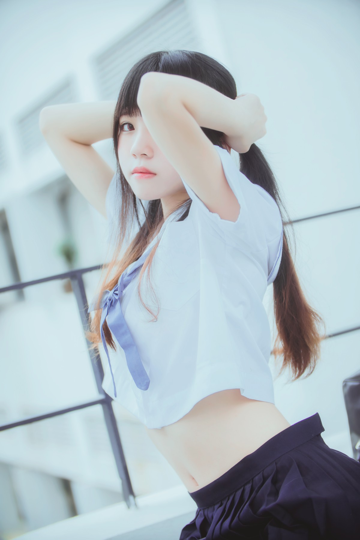 萝莉风COS 桜桃喵 – 蓝白水手服 – COSPLAY