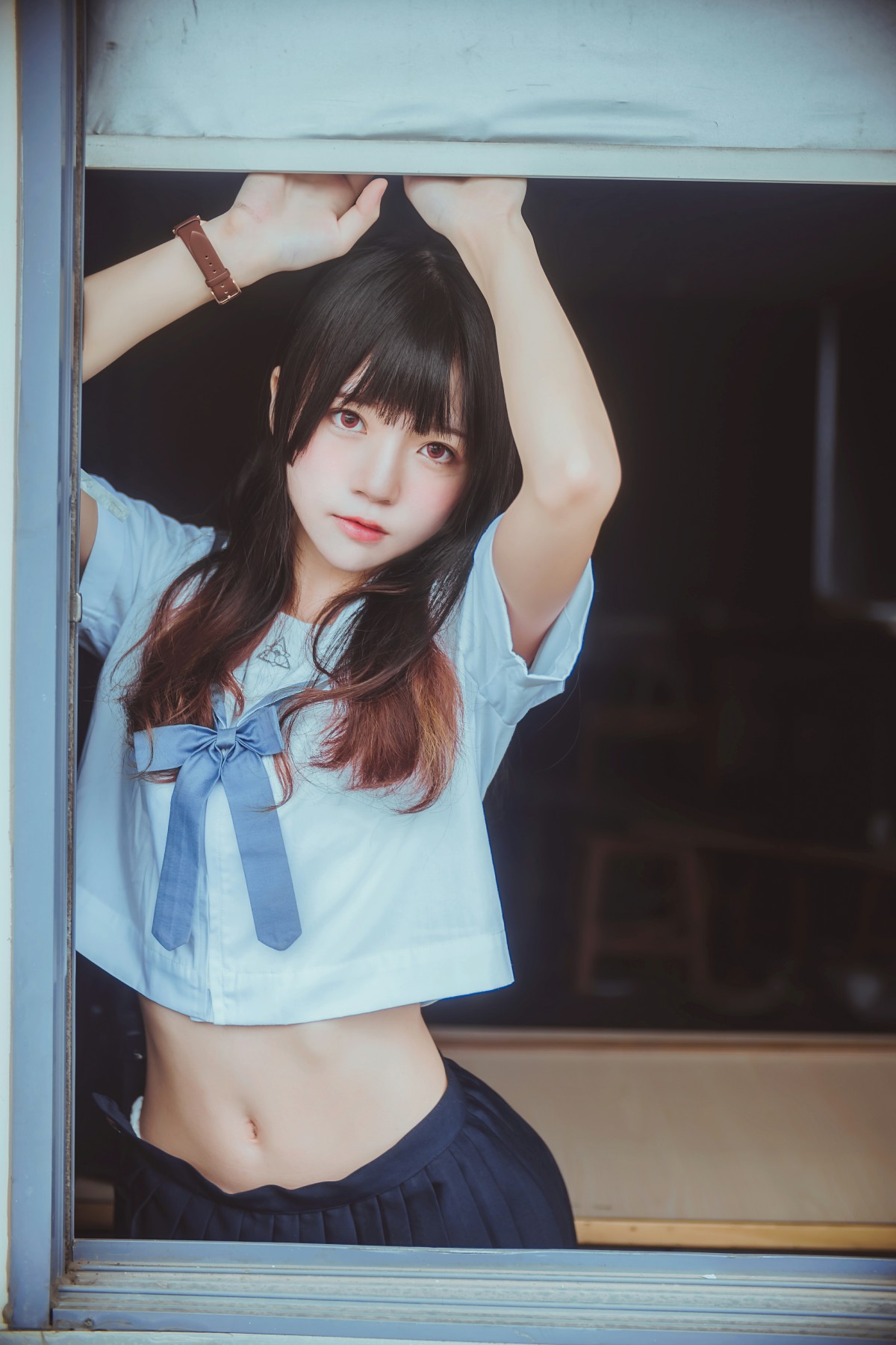 萝莉风COS 桜桃喵 – 蓝白水手服 – COSPLAY
