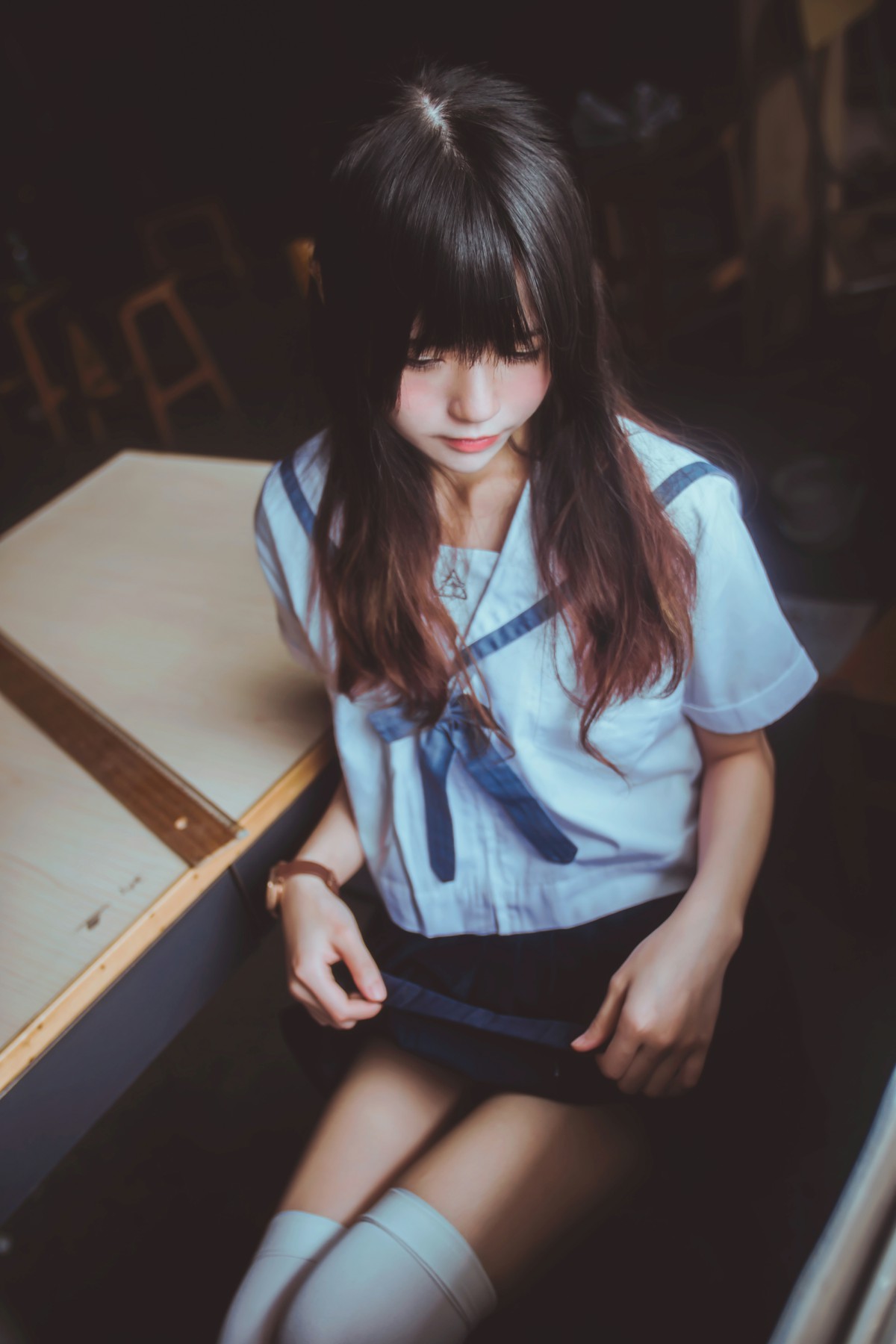 萝莉风COS 桜桃喵 – 蓝白水手服 – COSPLAY