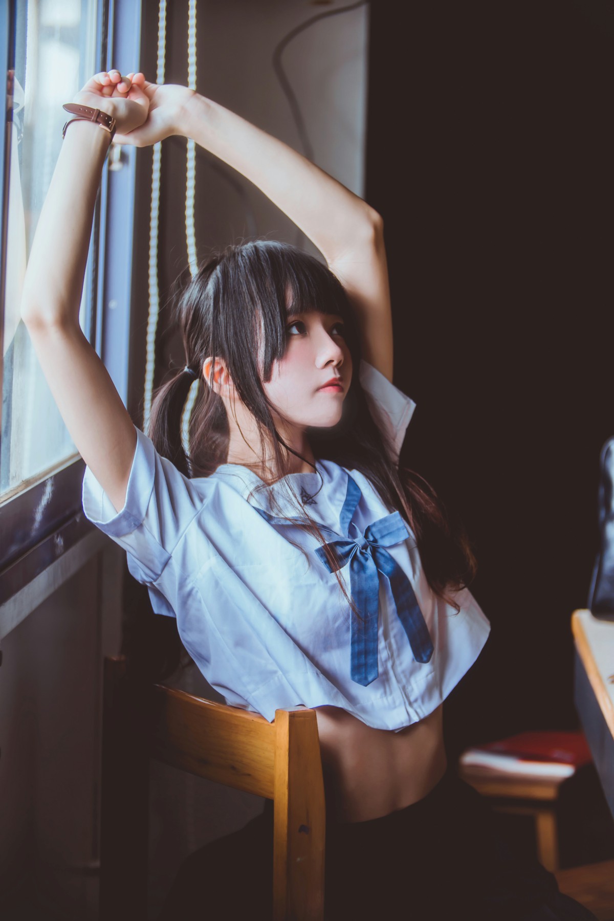 萝莉风COS 桜桃喵 – 蓝白水手服 – COSPLAY