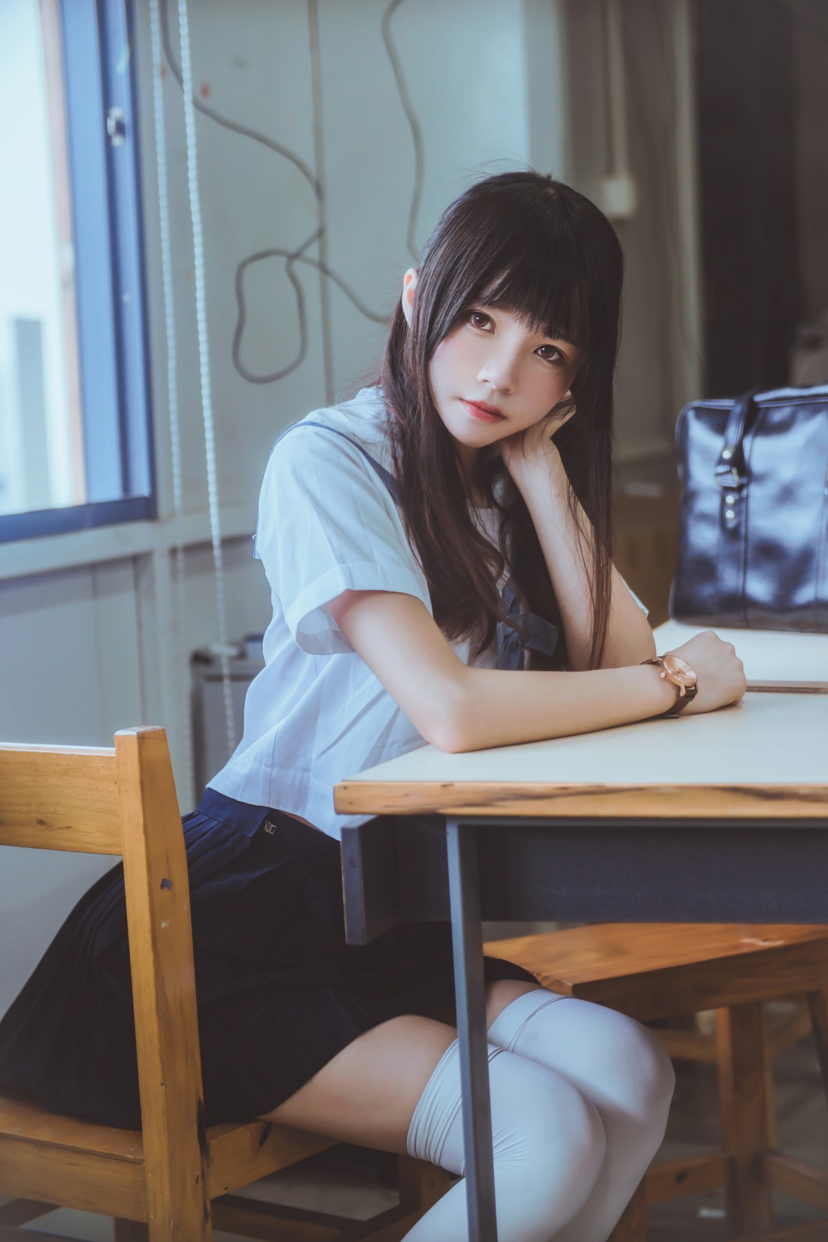 萝莉风COS 桜桃喵 – 蓝白水手服 – COSPLAY