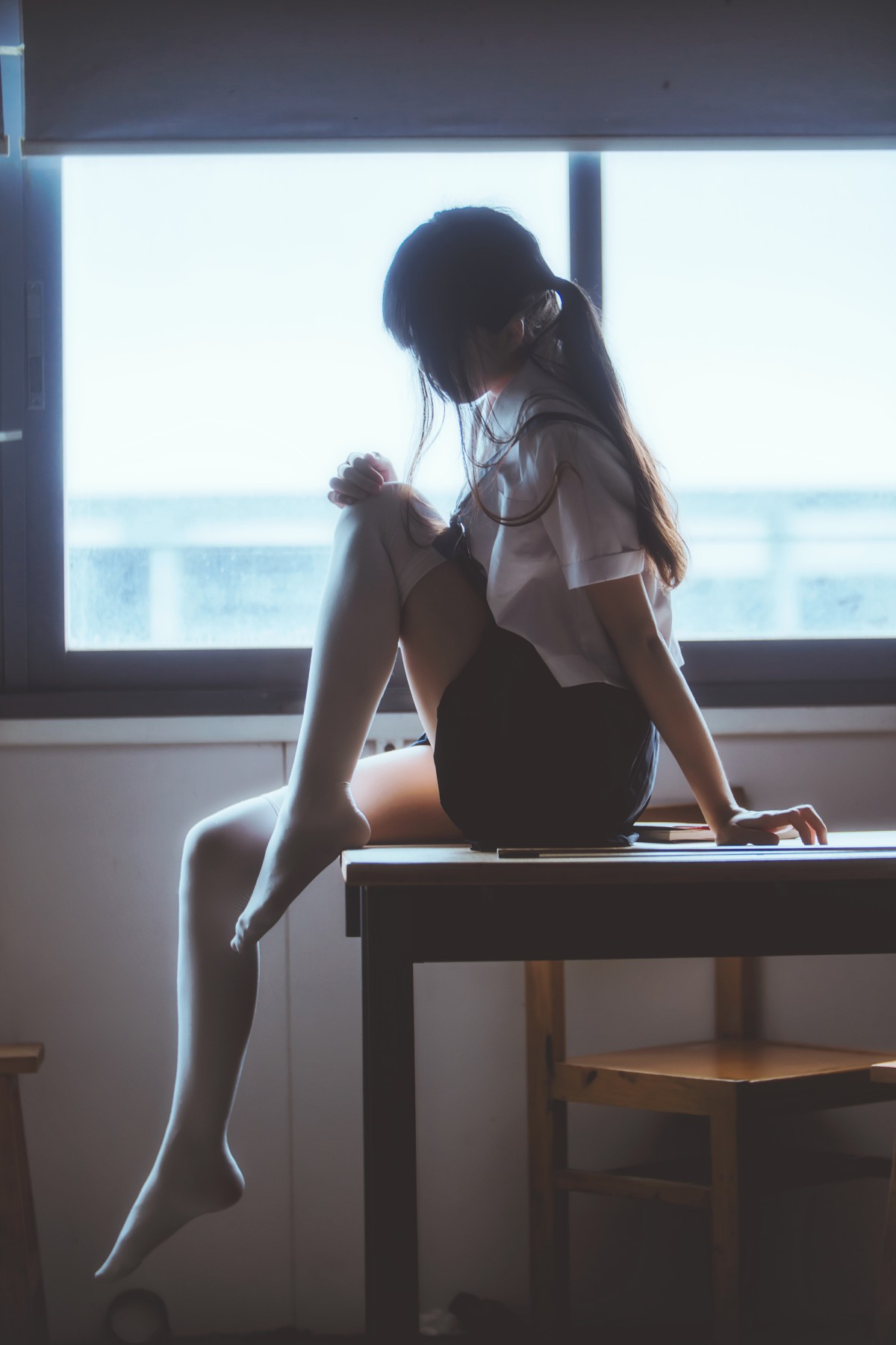 萝莉风COS 桜桃喵 – 蓝白水手服 – COSPLAY