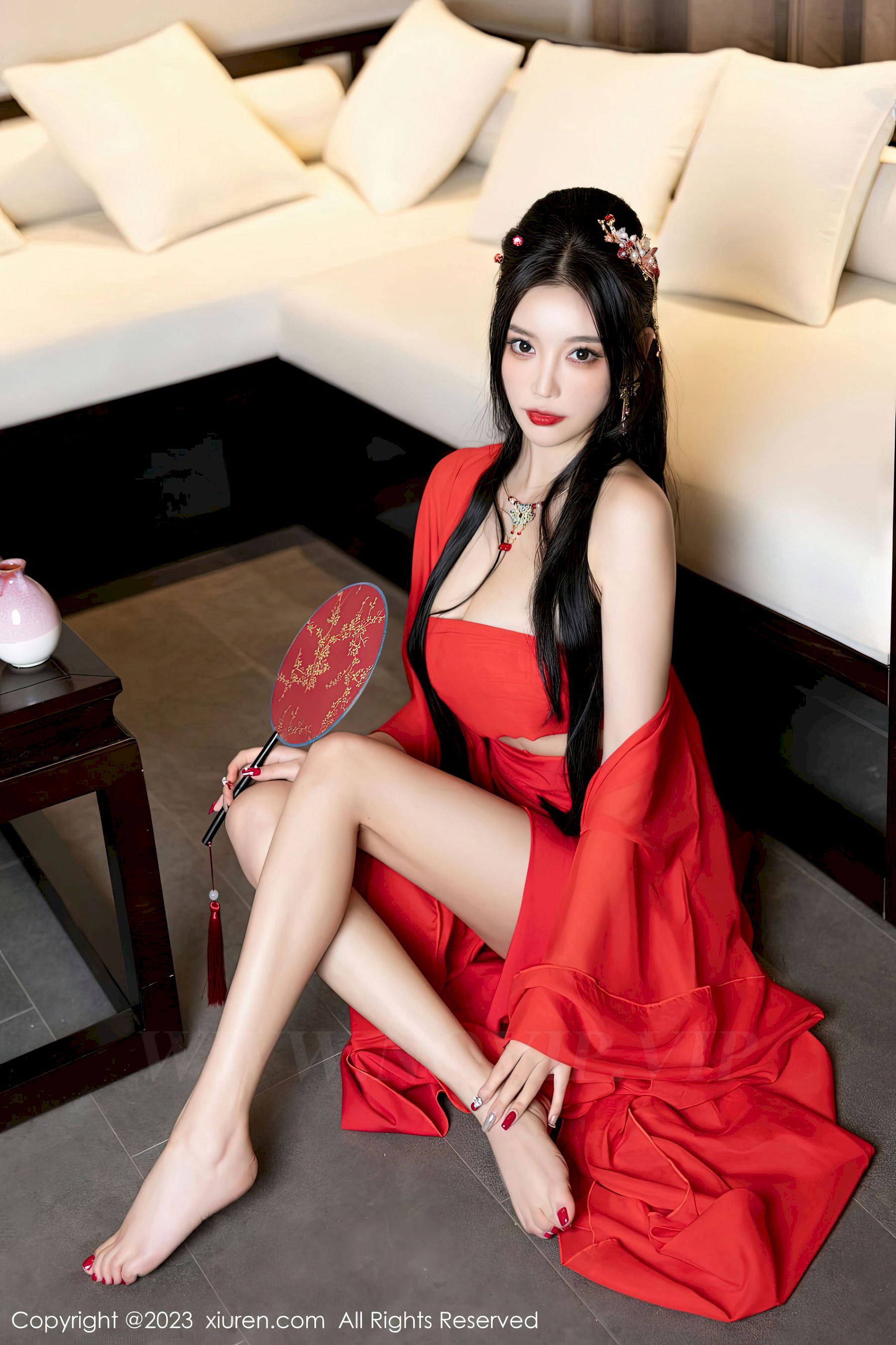 [秀人XiuRen] No.6149 女神杨晨晨Yome – 半透红色丝绸洁白如玉海南岛旅拍