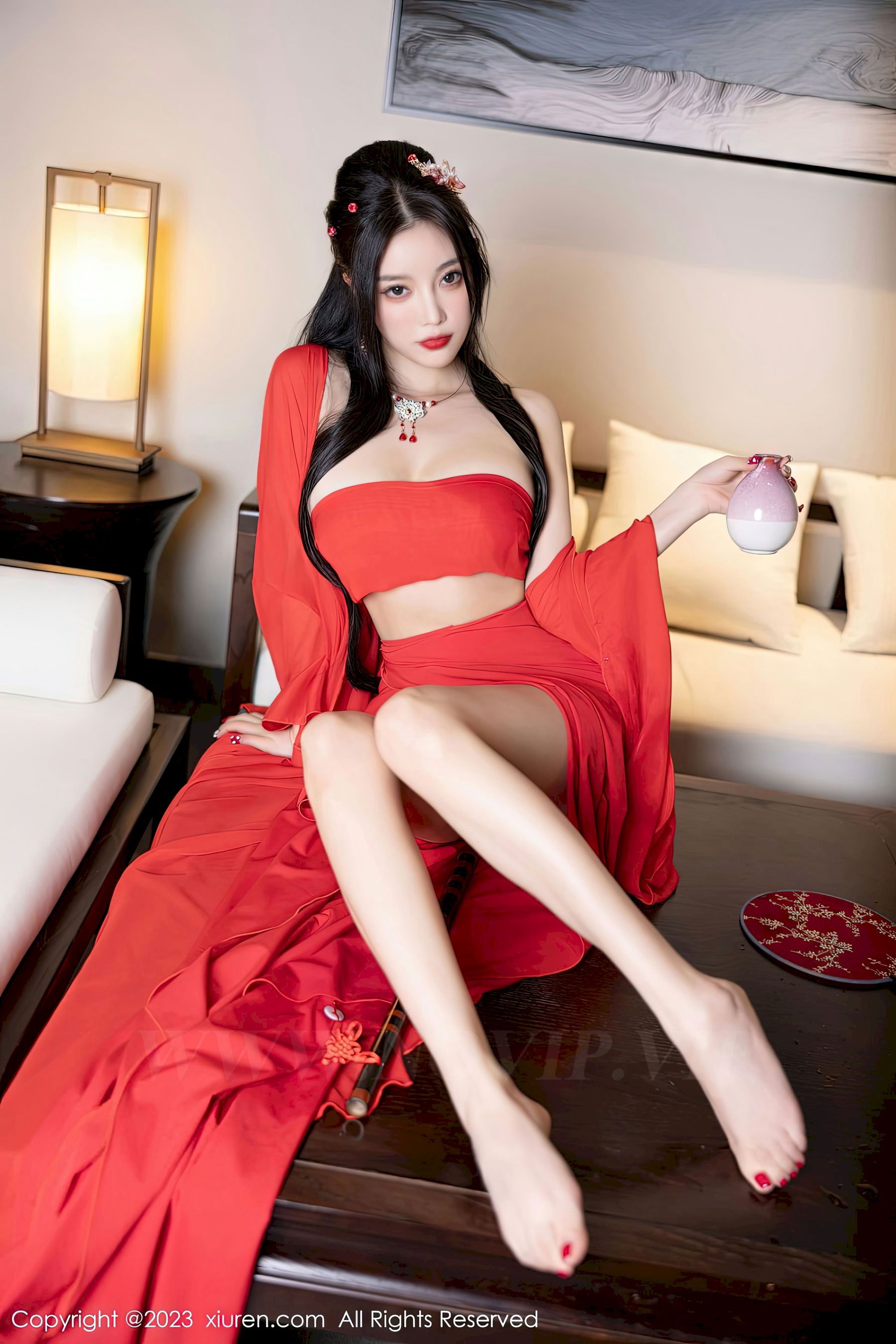 [秀人XiuRen] No.6149 女神杨晨晨Yome – 半透红色丝绸洁白如玉海南岛旅拍