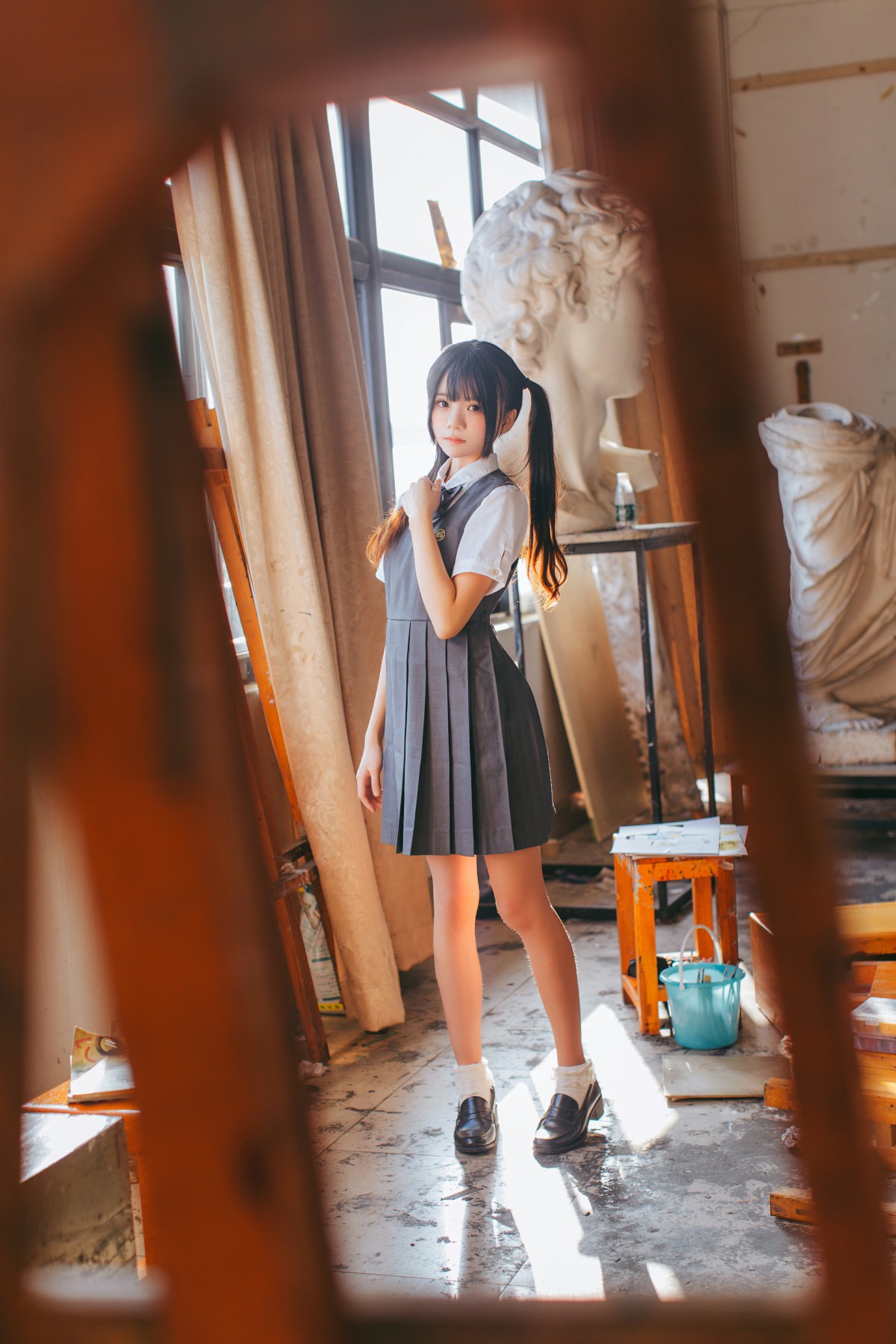 萝莉风COS 桜桃喵 – 画室少女 – COSPLAY