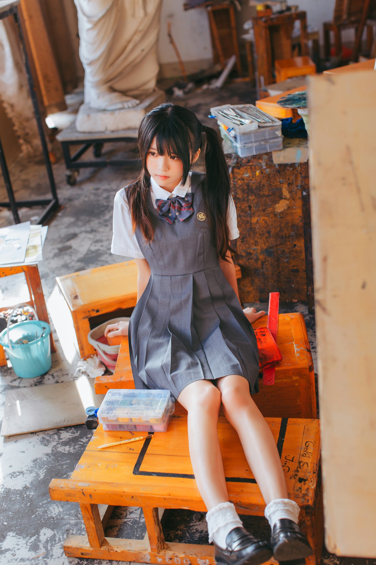 萝莉风COS 桜桃喵 – 画室少女 – COSPLAY
