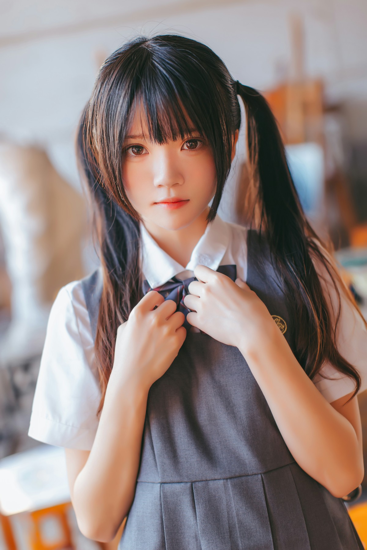 萝莉风COS 桜桃喵 – 画室少女 – COSPLAY