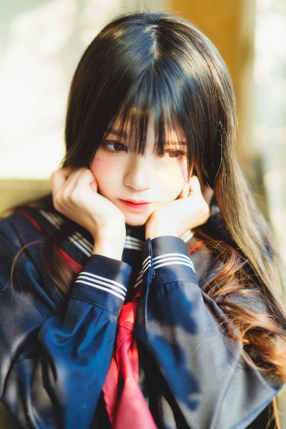 萝莉风COS 桜桃喵 – 黑色水手服 – COSPLAY