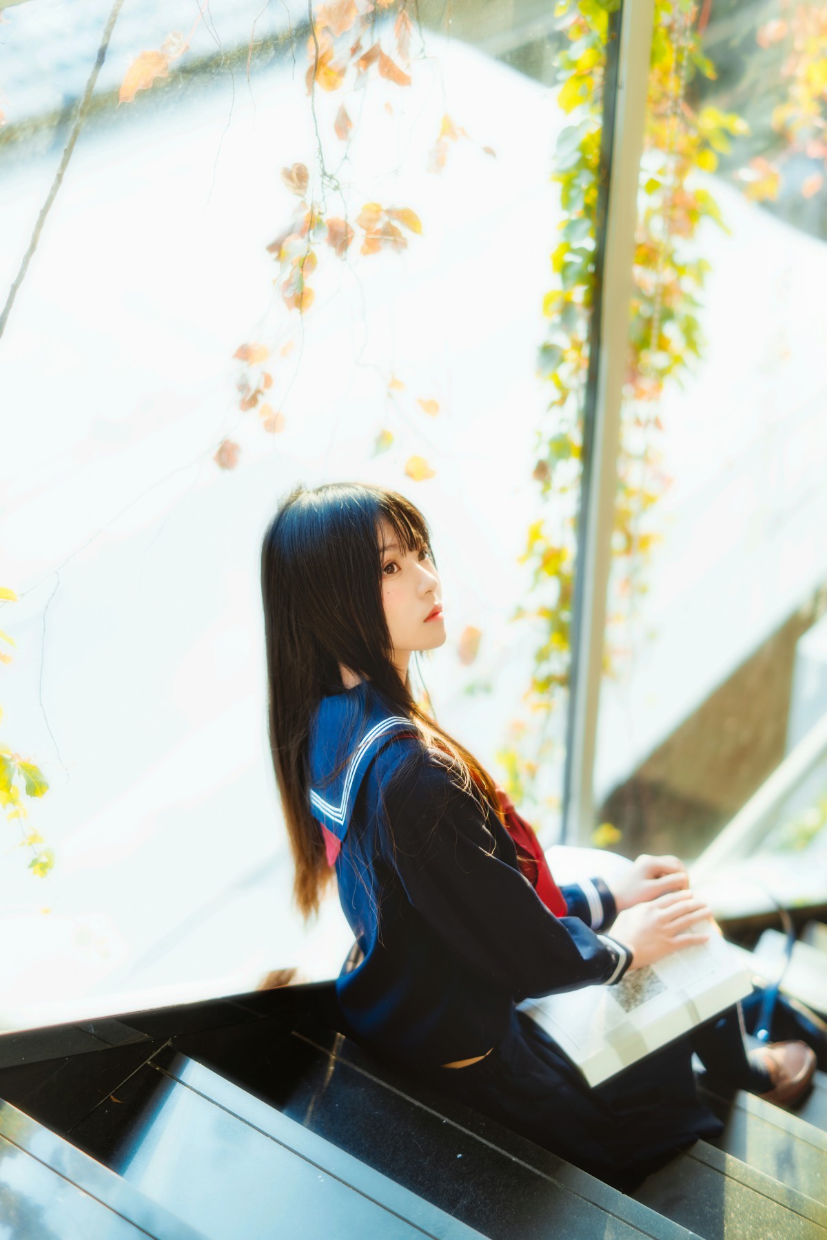 萝莉风COS 桜桃喵 – 黑色水手服 – COSPLAY