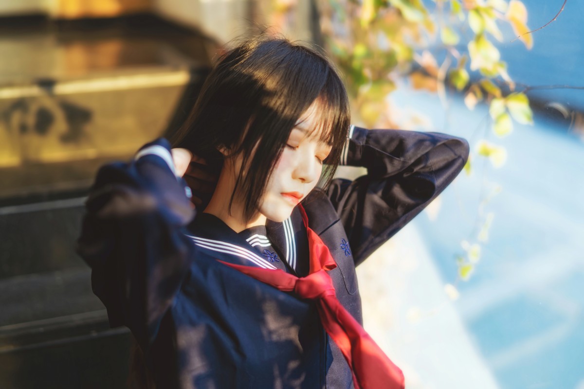 萝莉风COS 桜桃喵 – 黑色水手服 – COSPLAY
