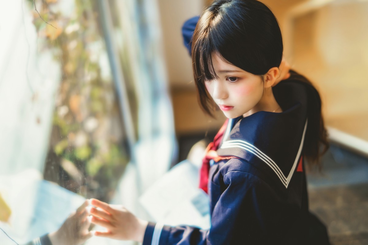 萝莉风COS 桜桃喵 – 黑色水手服 – COSPLAY