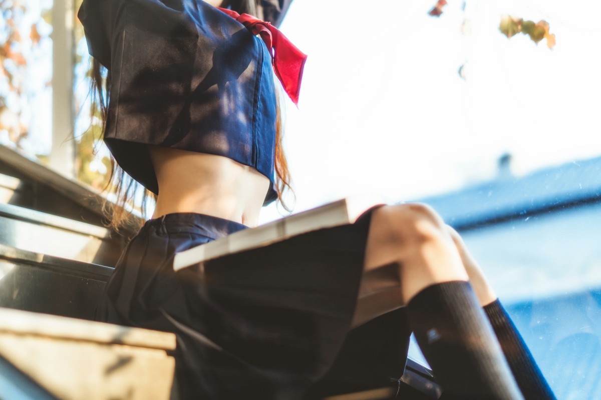 萝莉风COS 桜桃喵 – 黑色水手服 – COSPLAY