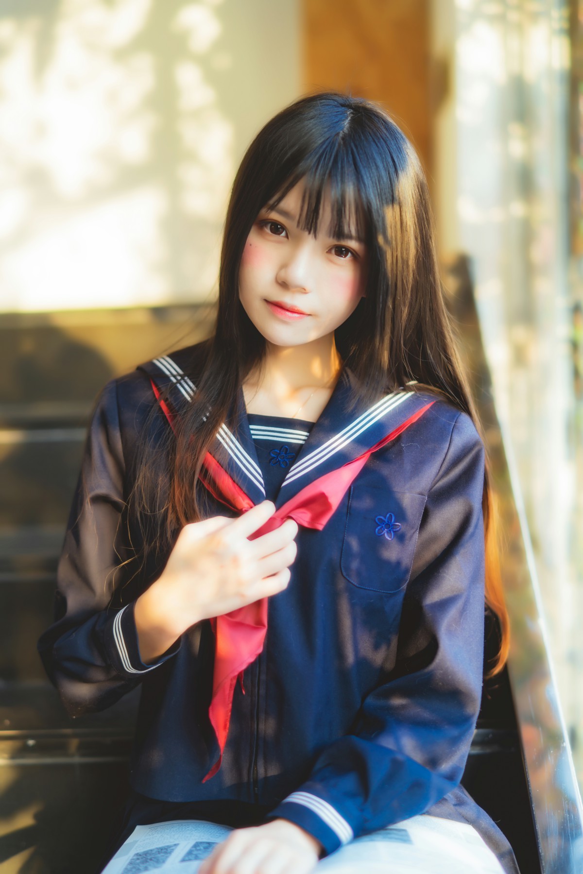 萝莉风COS 桜桃喵 – 黑色水手服 – COSPLAY